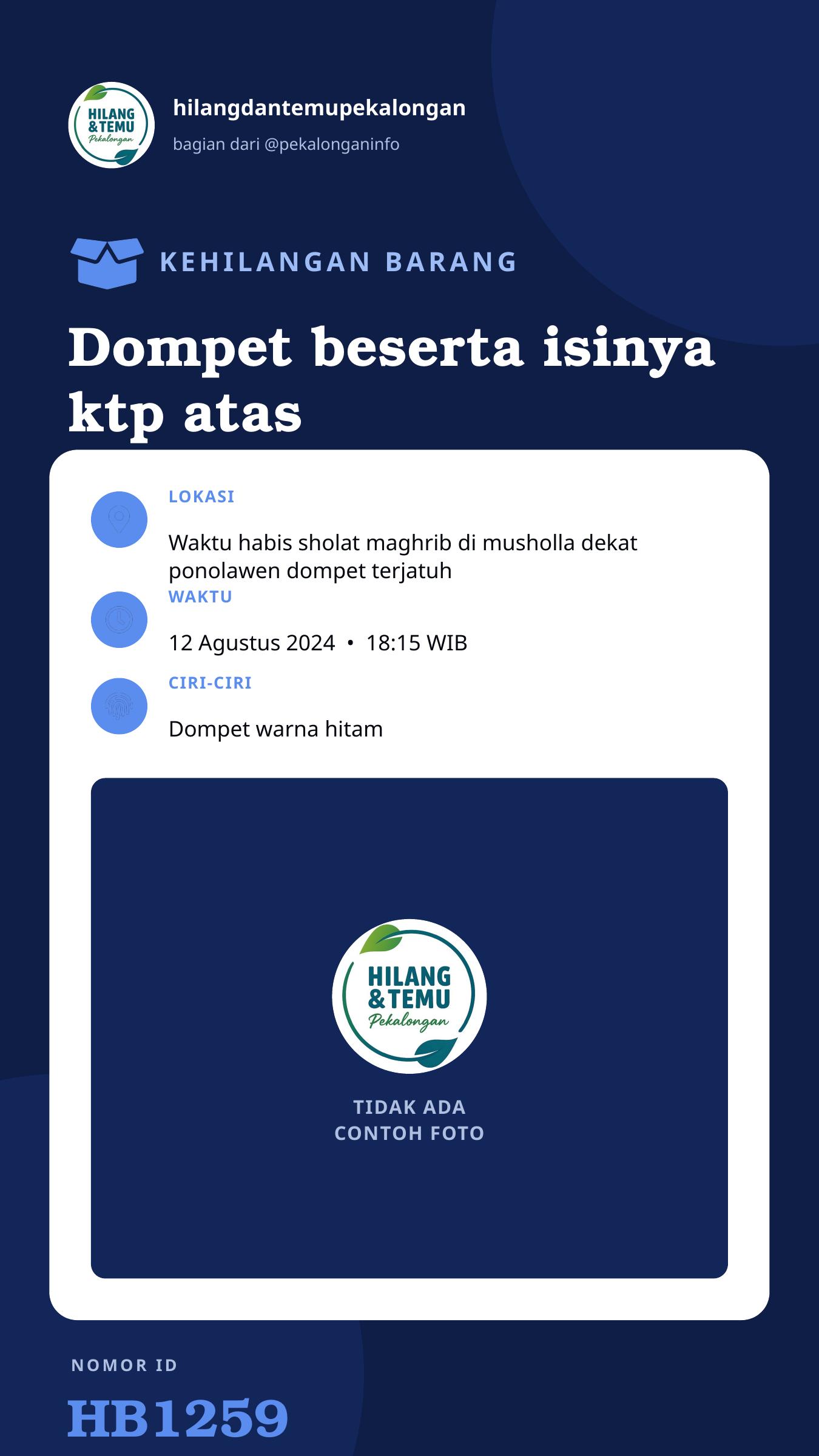 Story 9:16 laporan Dompet beserta isinya ktp atas nama khoirussalam , stnk 2 mobil&motor, sim 2 dan surat"lainya