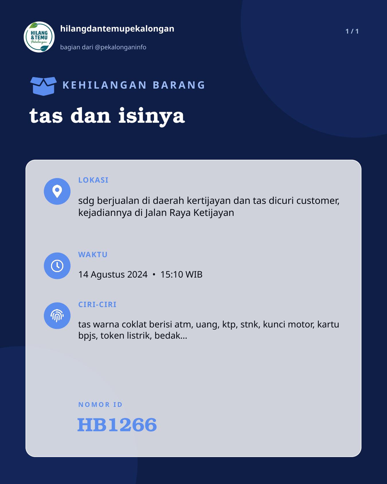 Slide laporan tas dan isinya (HB1266)