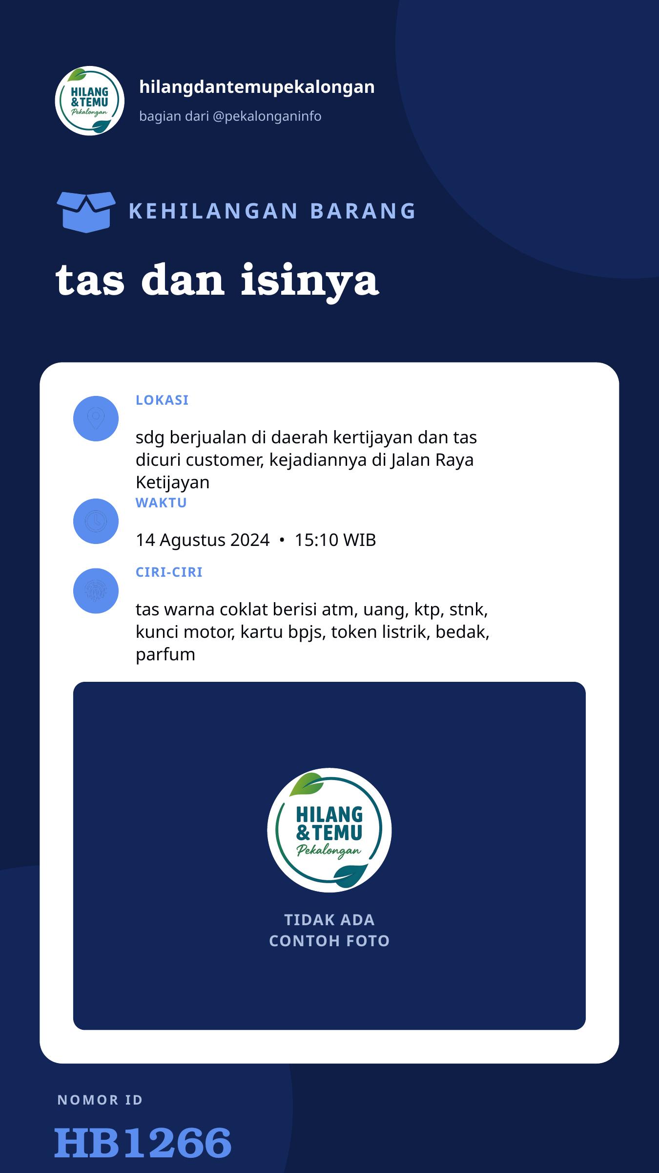 Story 9:16 laporan tas dan isinya