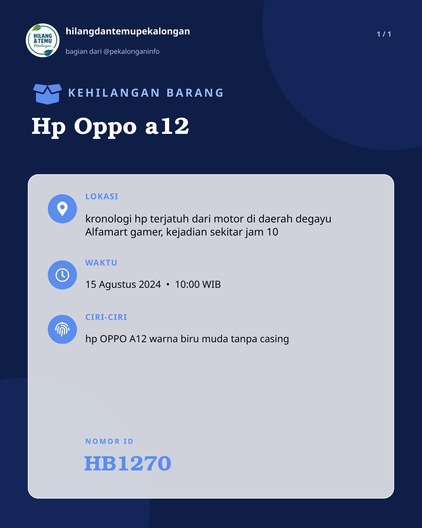 Slide laporan Hp Oppo a12 (HB1270)
