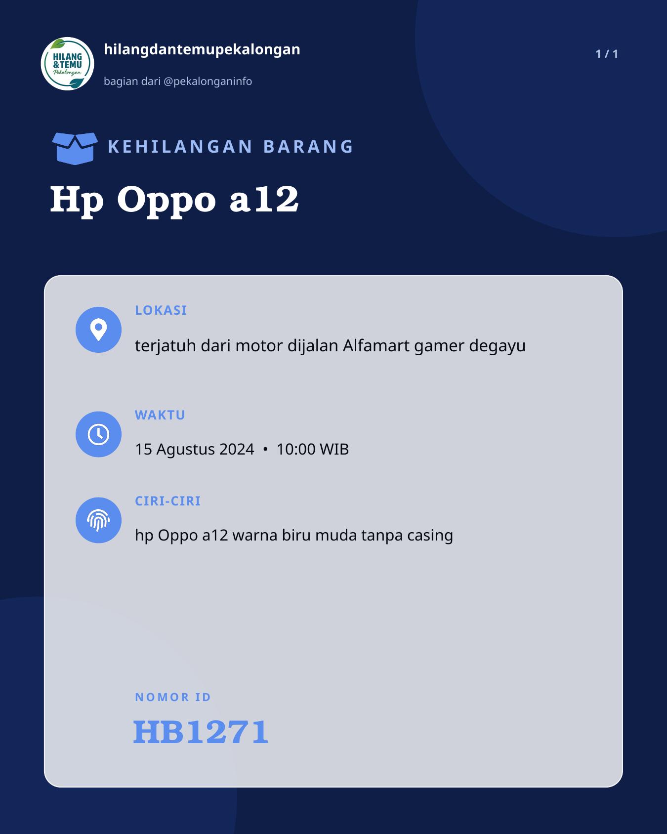 Slide laporan Hp Oppo a12 (HB1271)