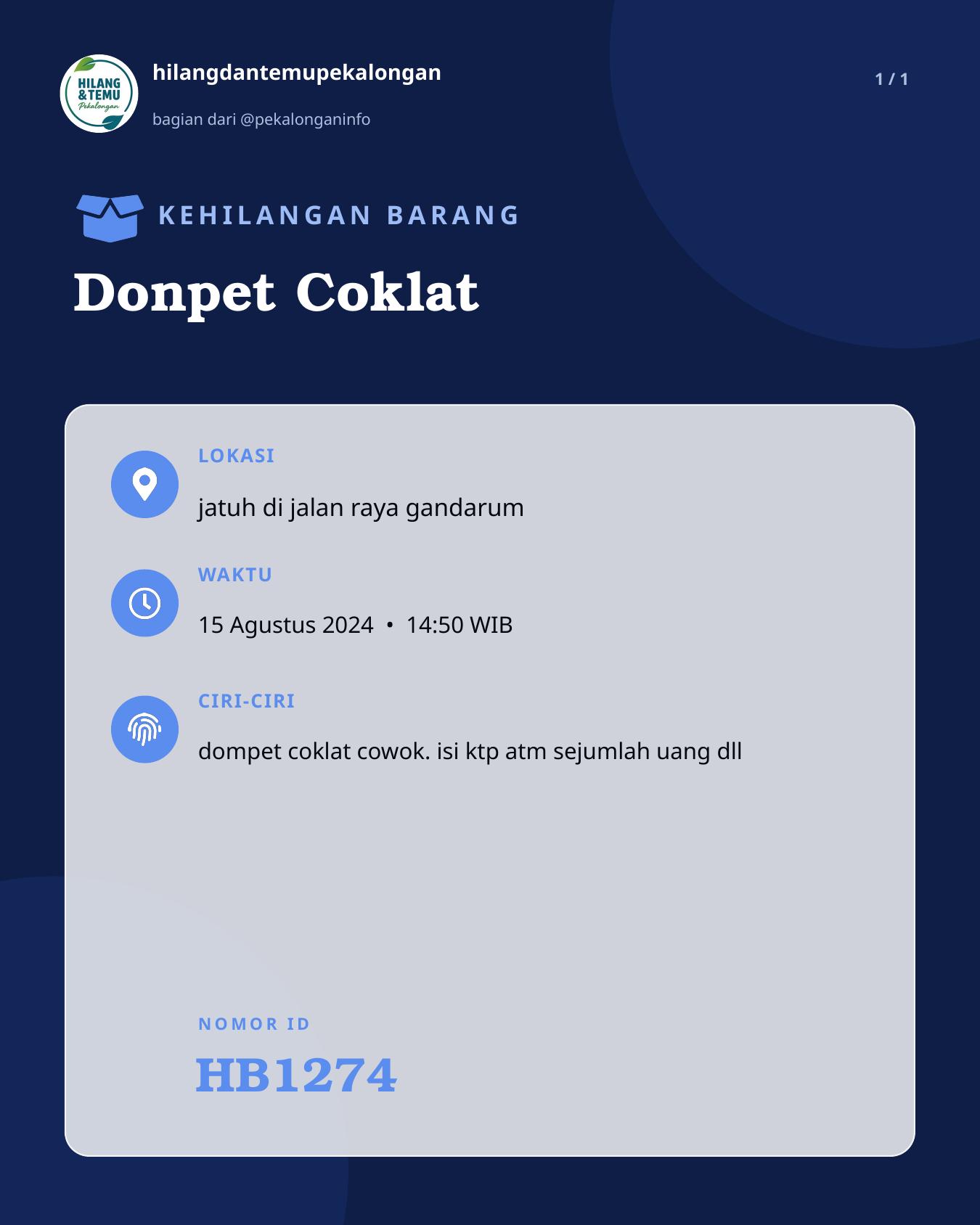 Slide laporan Donpet Coklat (HB1274)