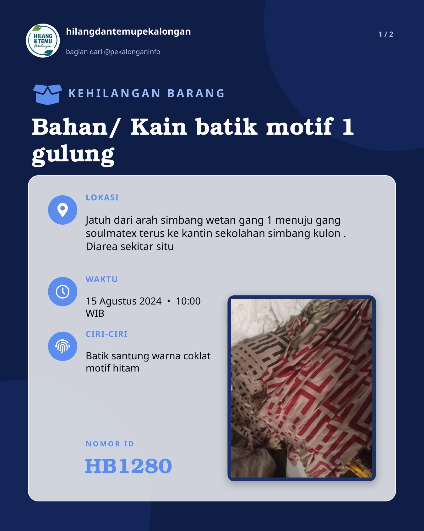 Slide 1 laporan Bahan/ Kain batik motif 1 gulung