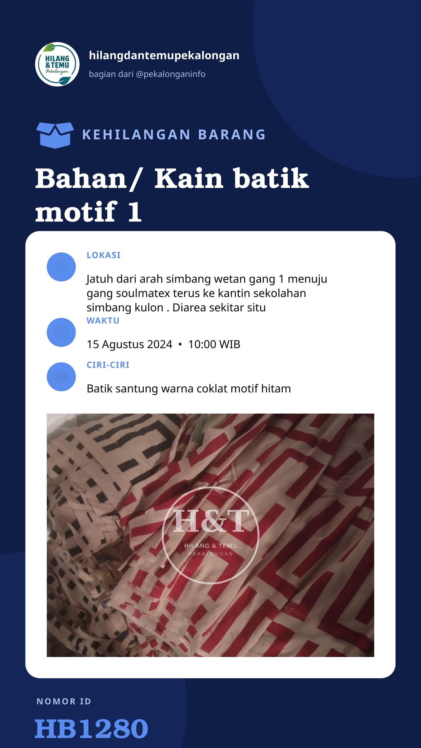 Story 9:16 laporan Bahan/ Kain batik motif 1 gulung