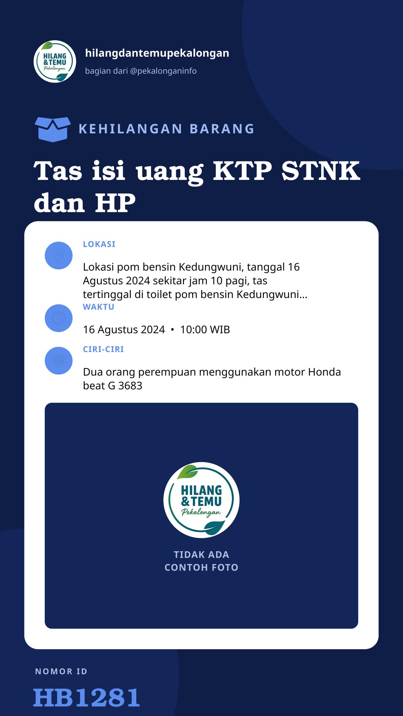 Story 9:16 laporan Tas isi uang KTP STNK dan HP