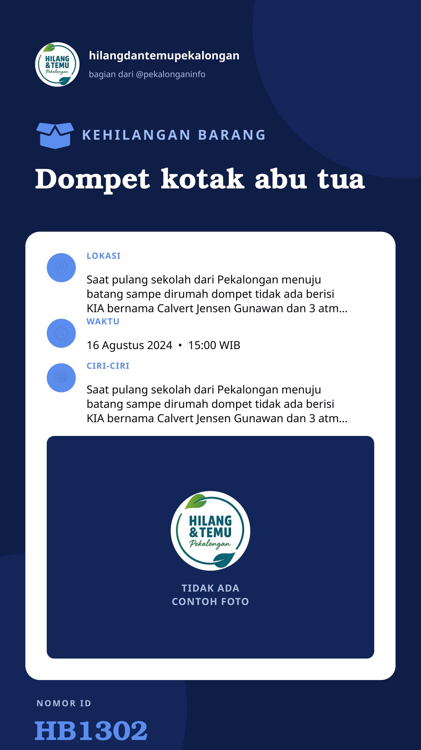 Story 9:16 laporan Dompet kotak abu tua
