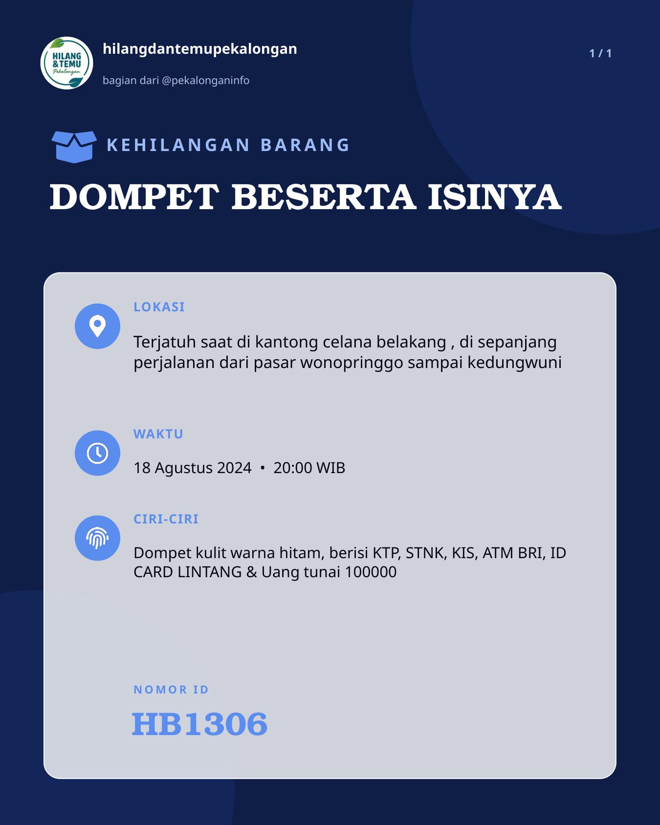 Slide laporan DOMPET BESERTA ISINYA (HB1306)