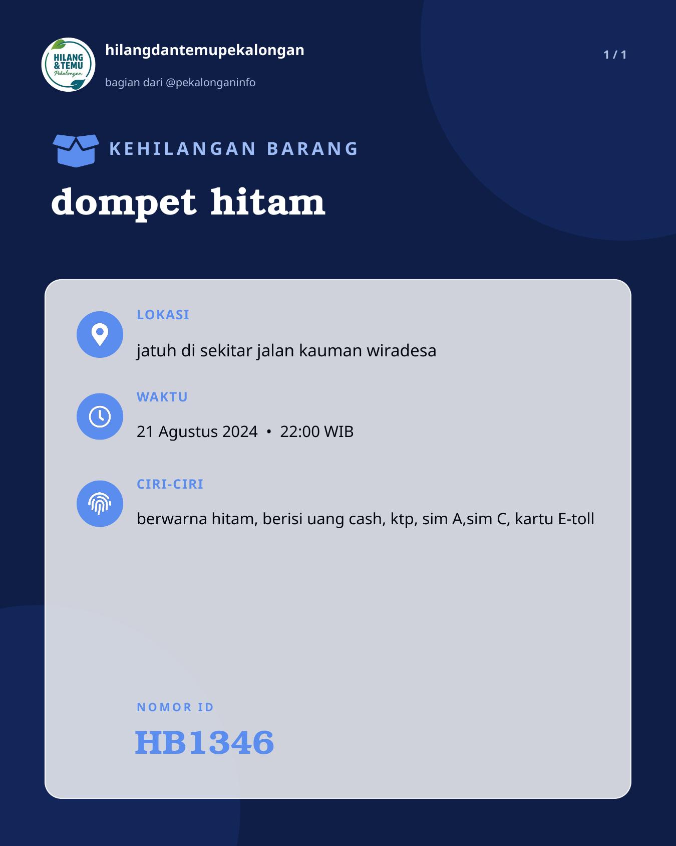 Slide laporan dompet hitam (HB1346)