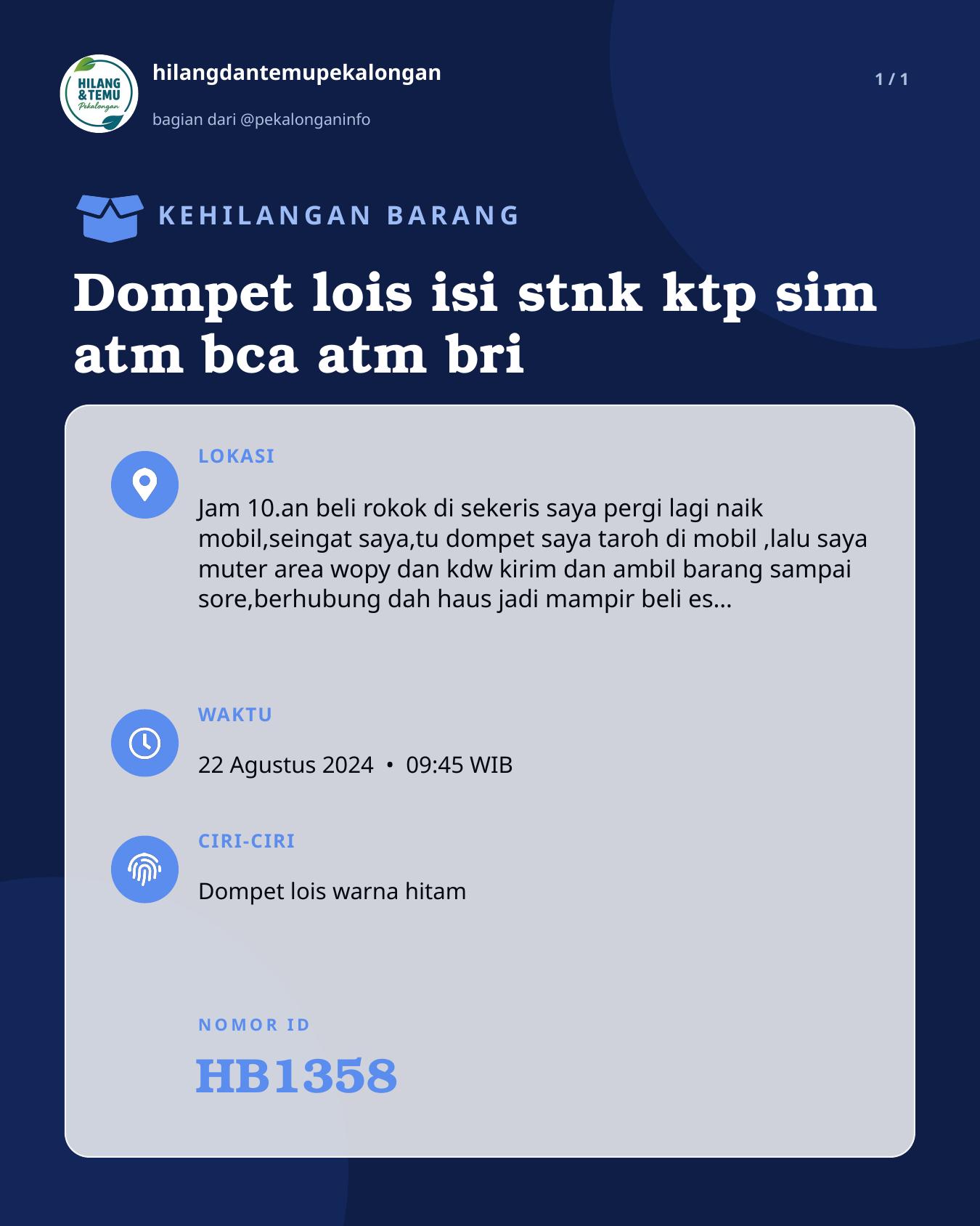 Slide laporan Dompet lois isi stnk ktp sim atm bca atm bri (HB1358)