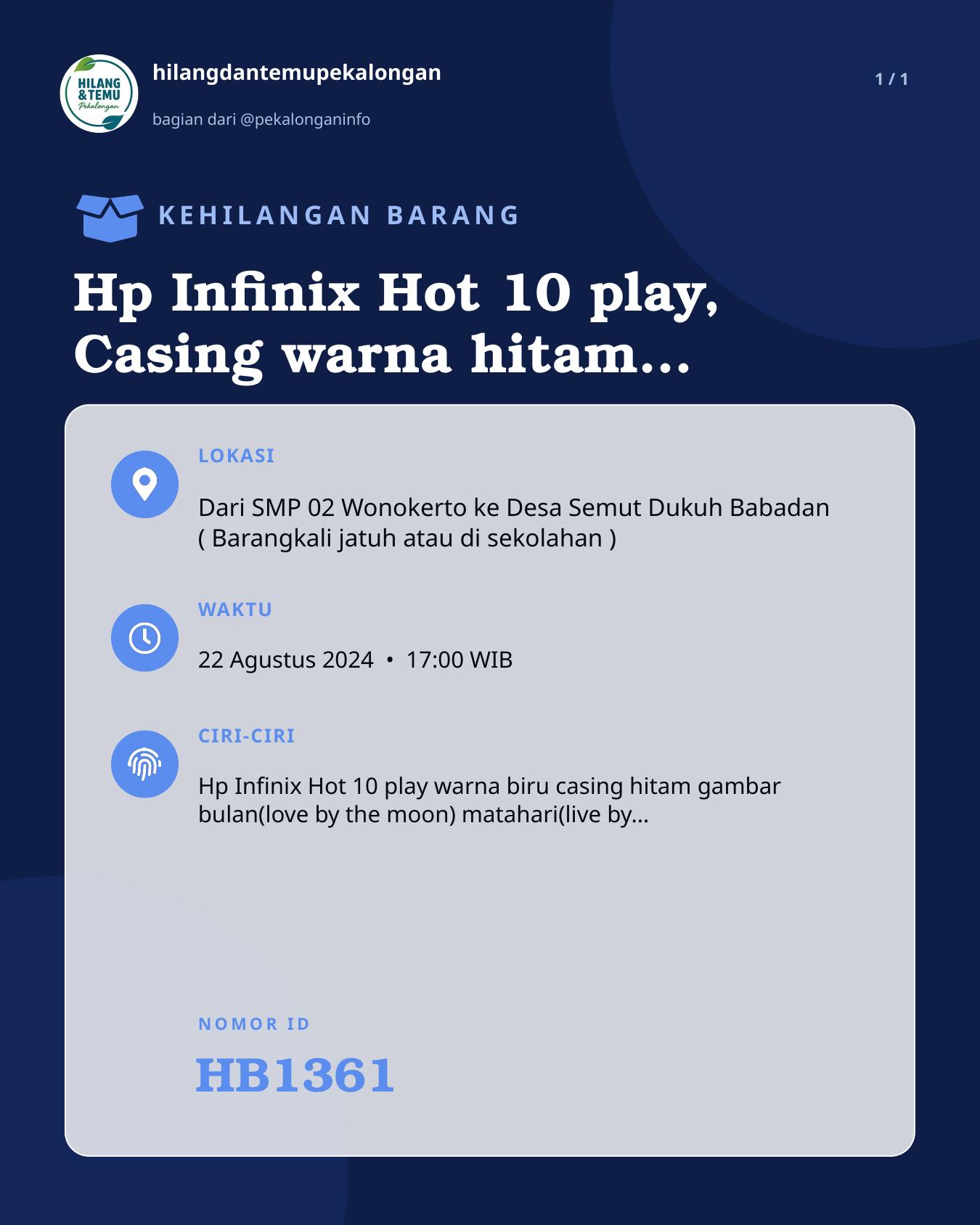 Slide laporan Hp Infinix Hot 10 play, Casing warna hitam gambar bulan(love by the moon) matahari (live by the sun) (HB1361)