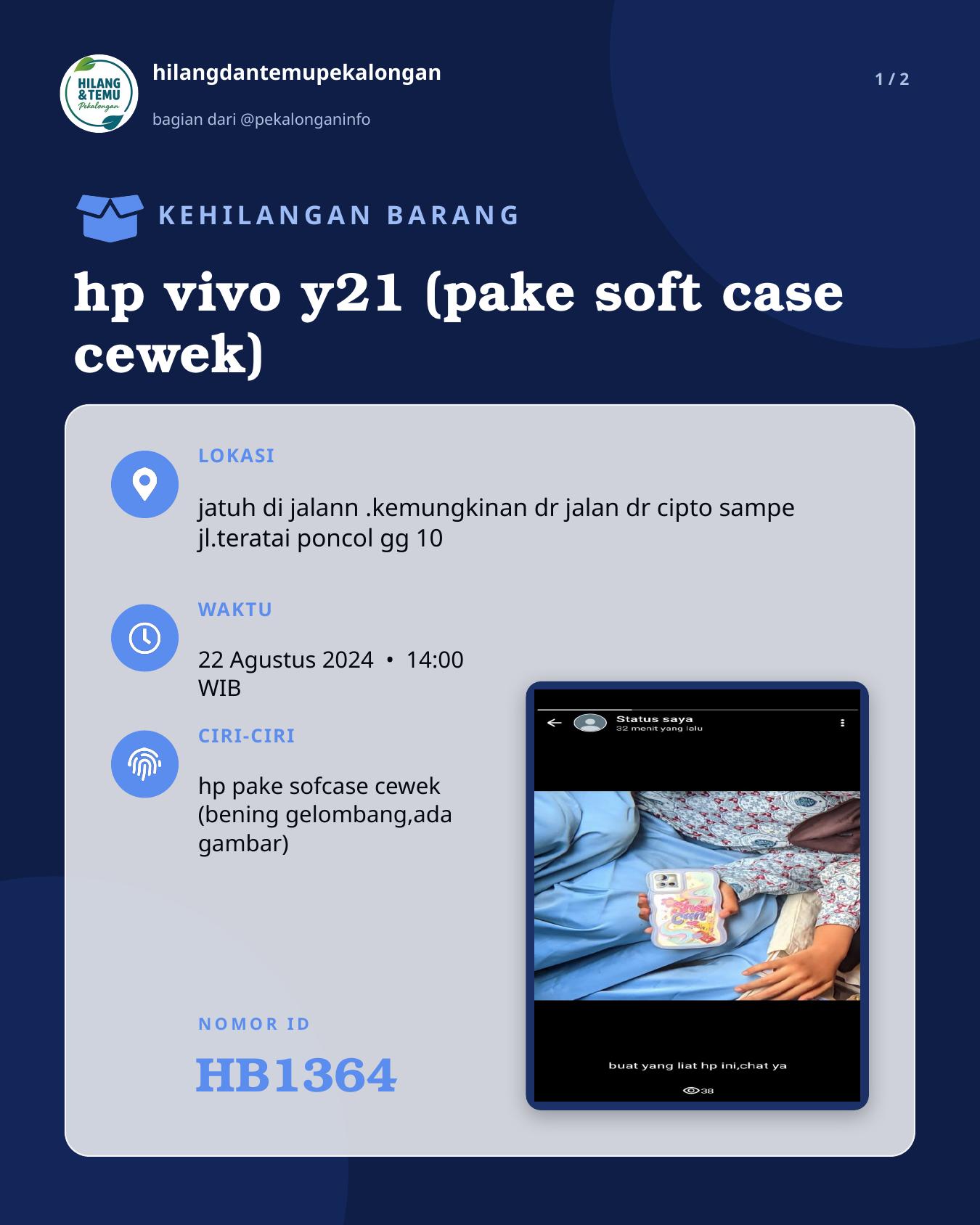 Slide 1 laporan hp vivo y21 (pake soft case cewek)