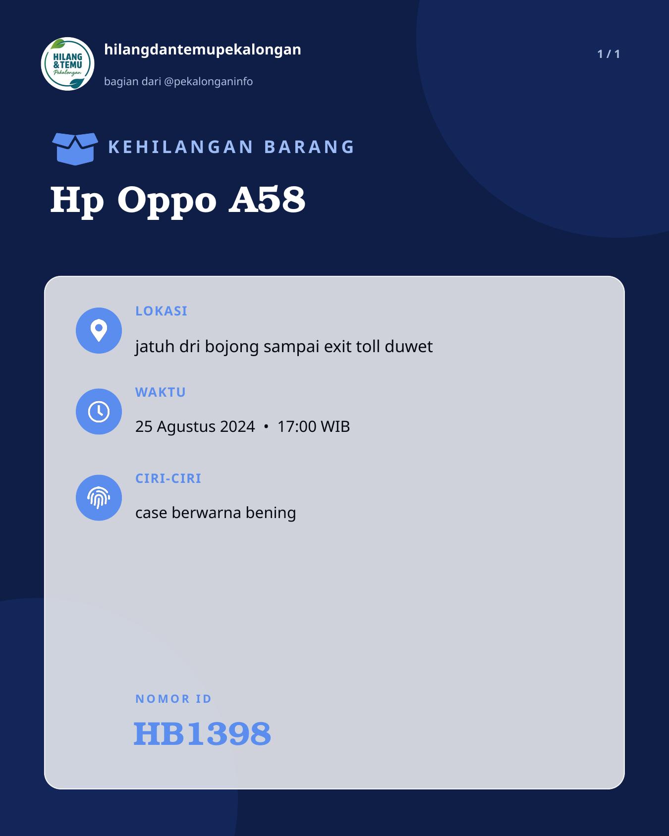 Slide laporan Hp Oppo A58 (HB1398)