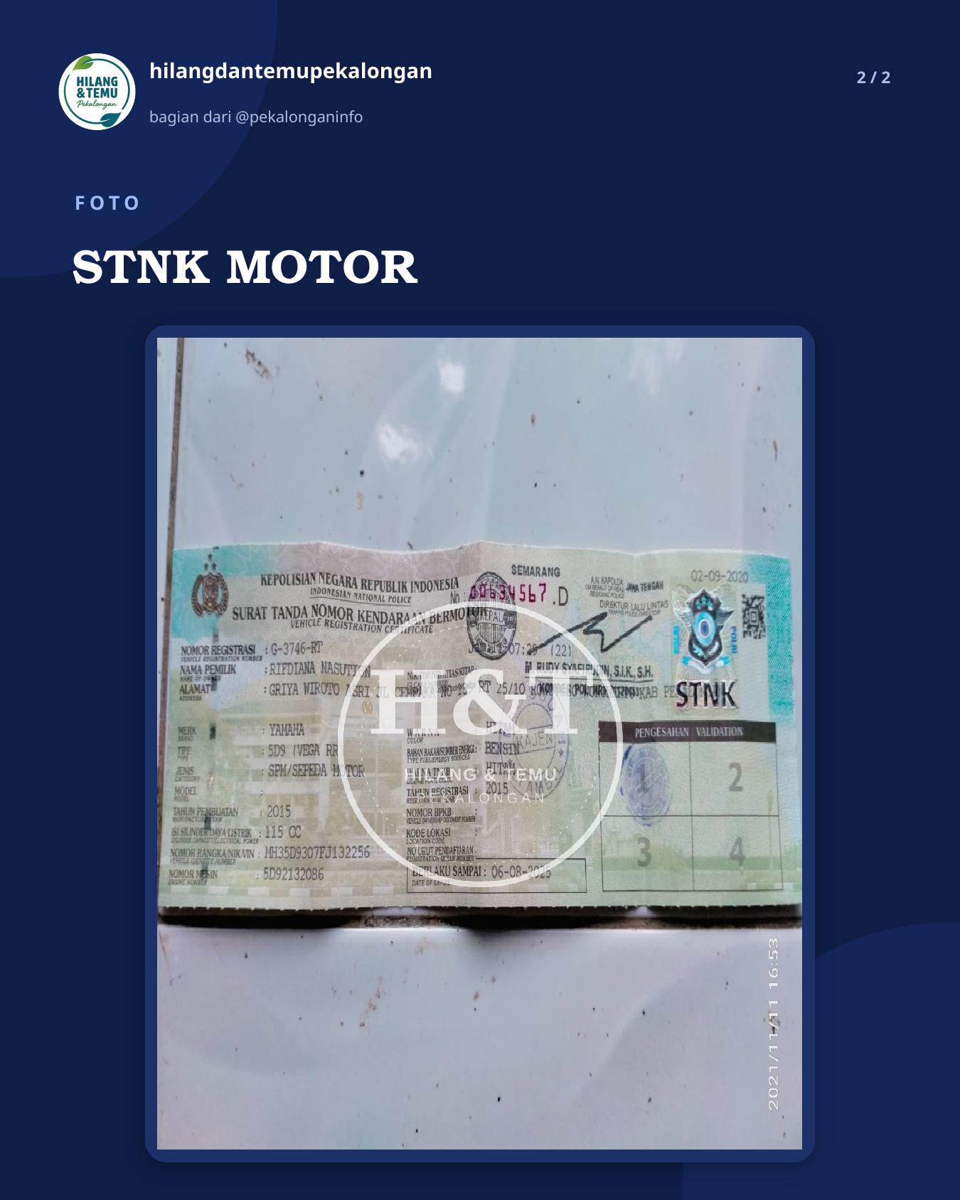 Slide 2 laporan STNK MOTOR