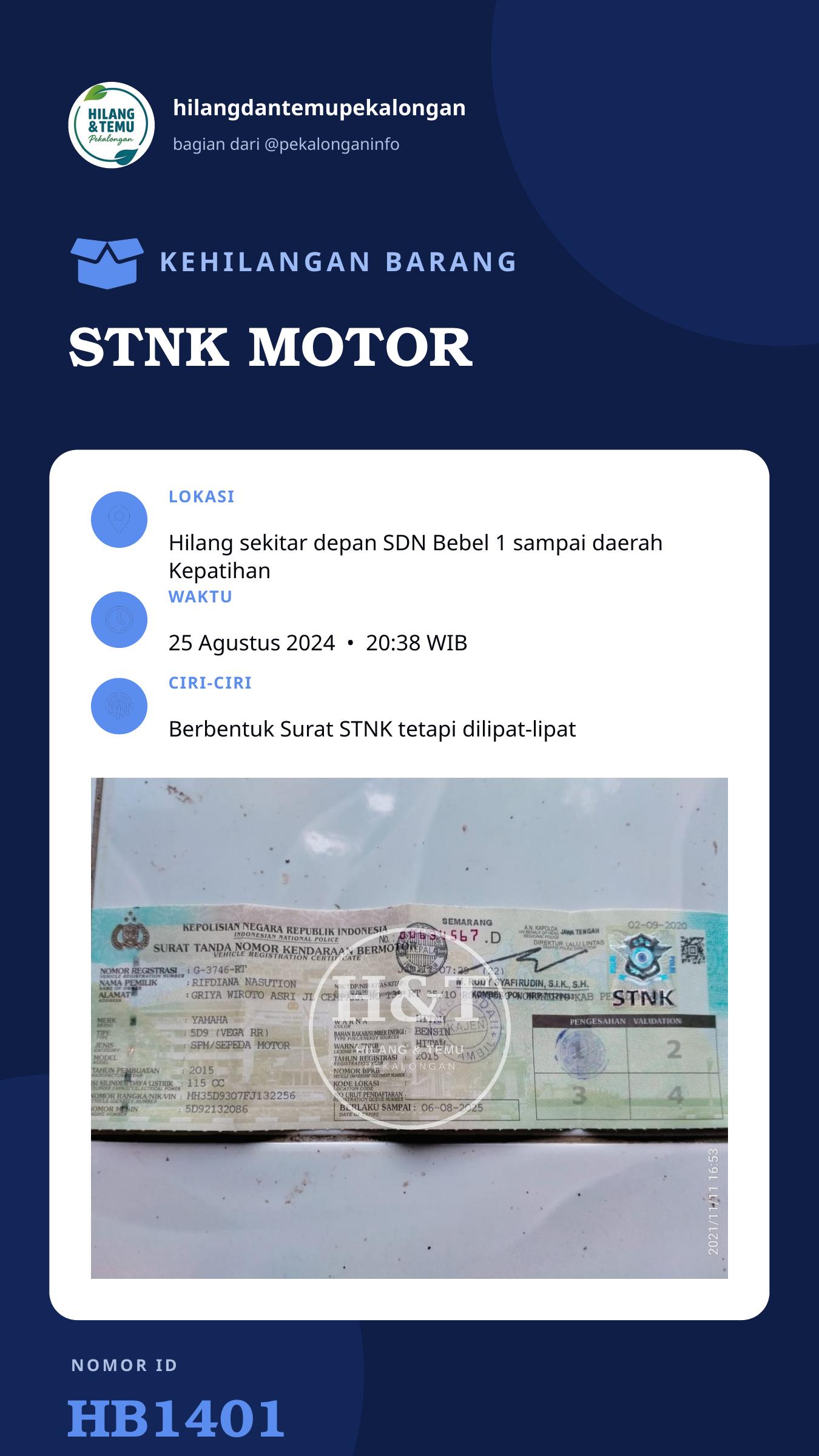 Story 9:16 laporan STNK MOTOR