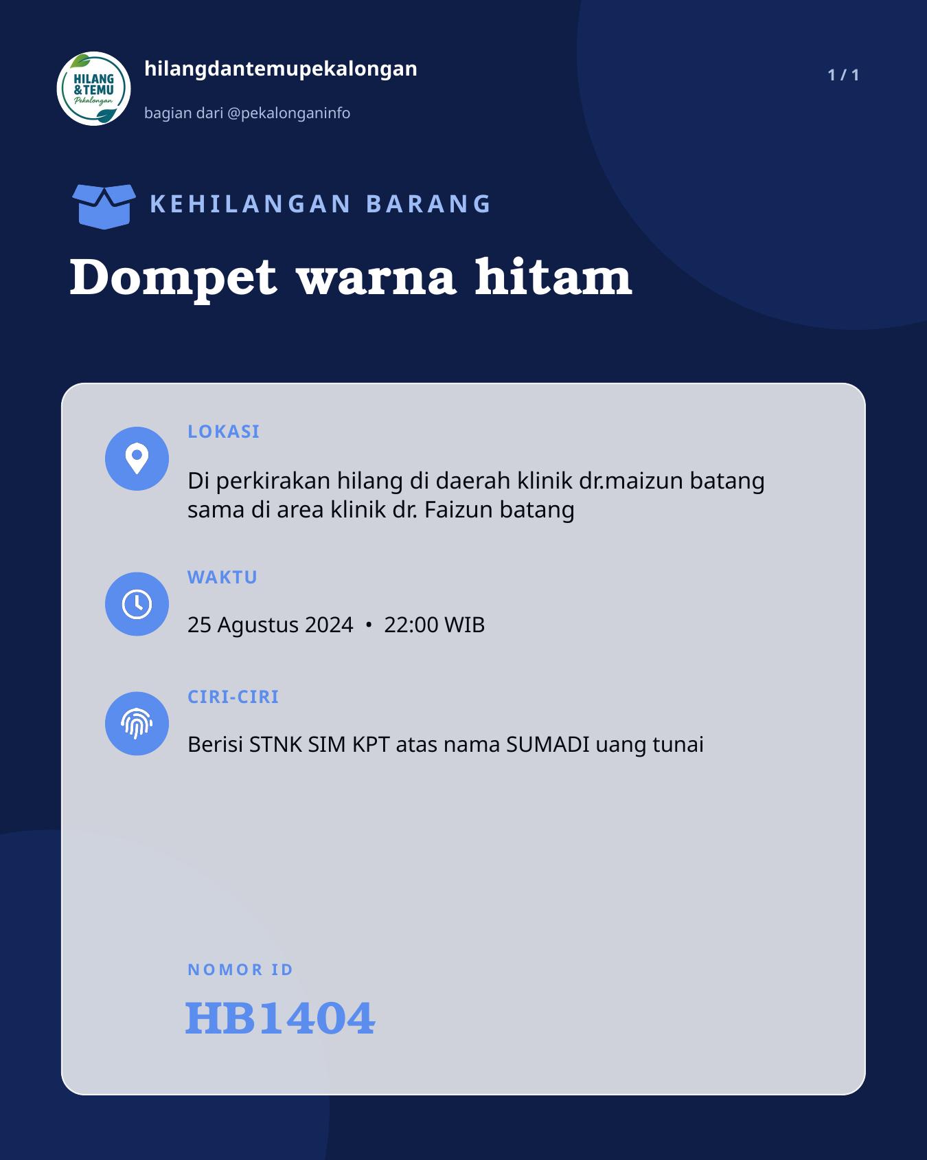 Slide laporan Dompet warna hitam (HB1404)