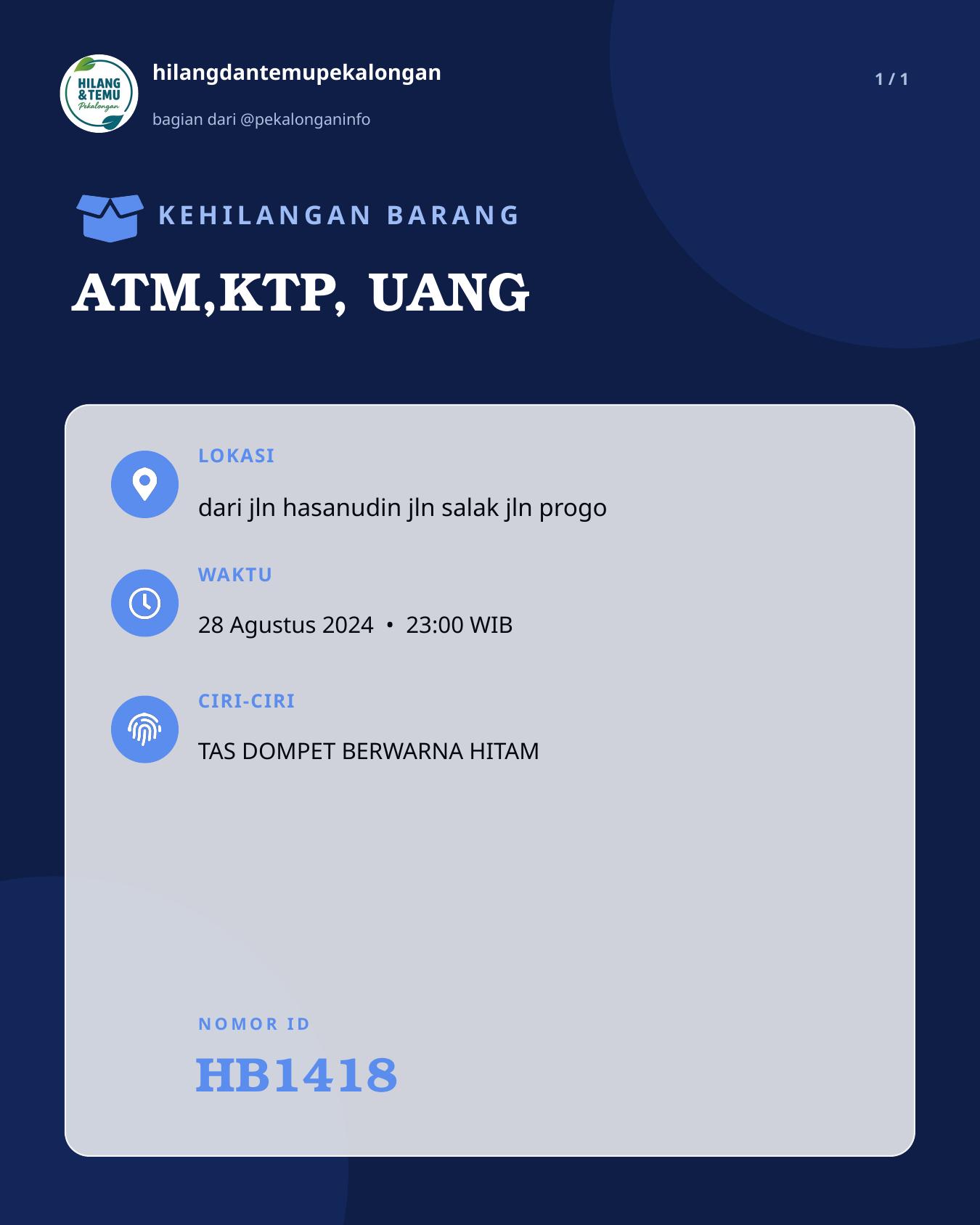 Slide laporan ATM,KTP, UANG (HB1418)