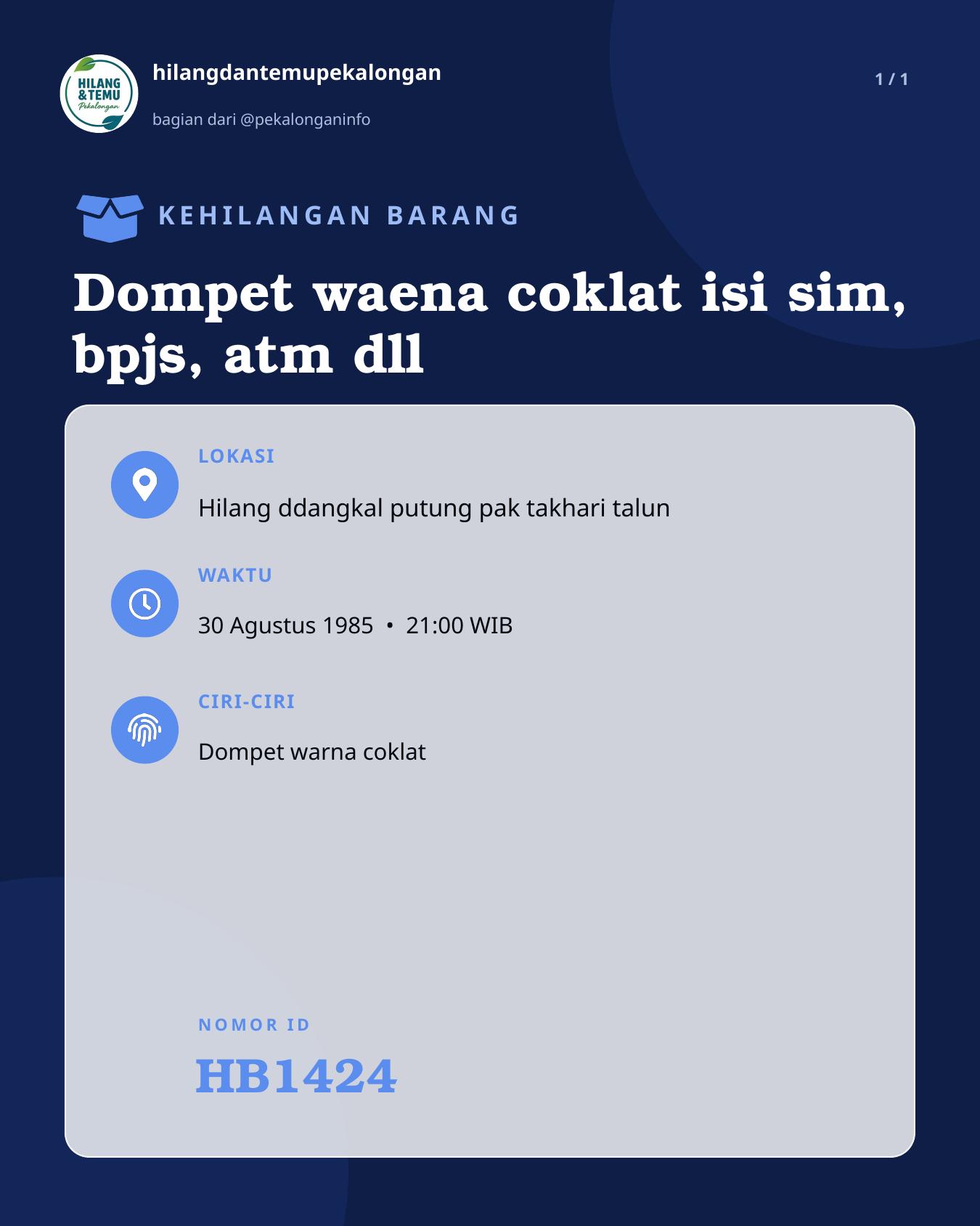 Slide laporan Dompet waena coklat isi sim, bpjs, atm dll (HB1424)