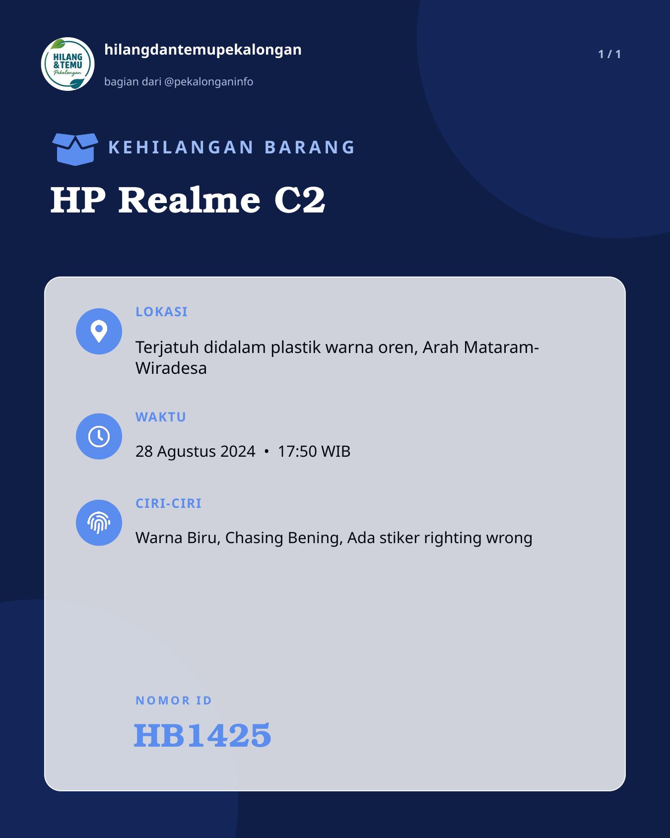 Slide laporan HP Realme C2 (HB1425)