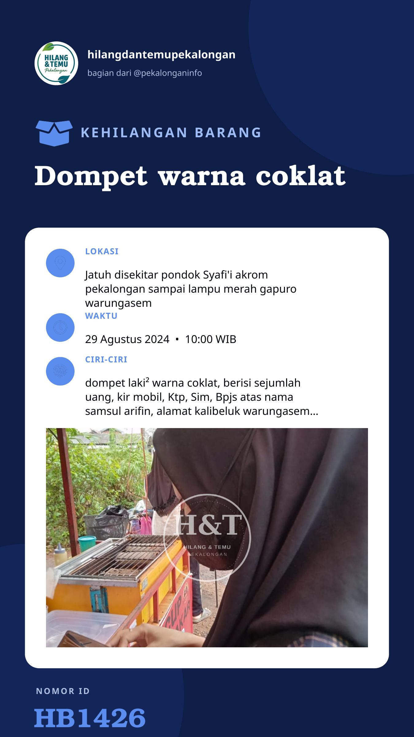 Story 9:16 laporan Dompet warna coklat