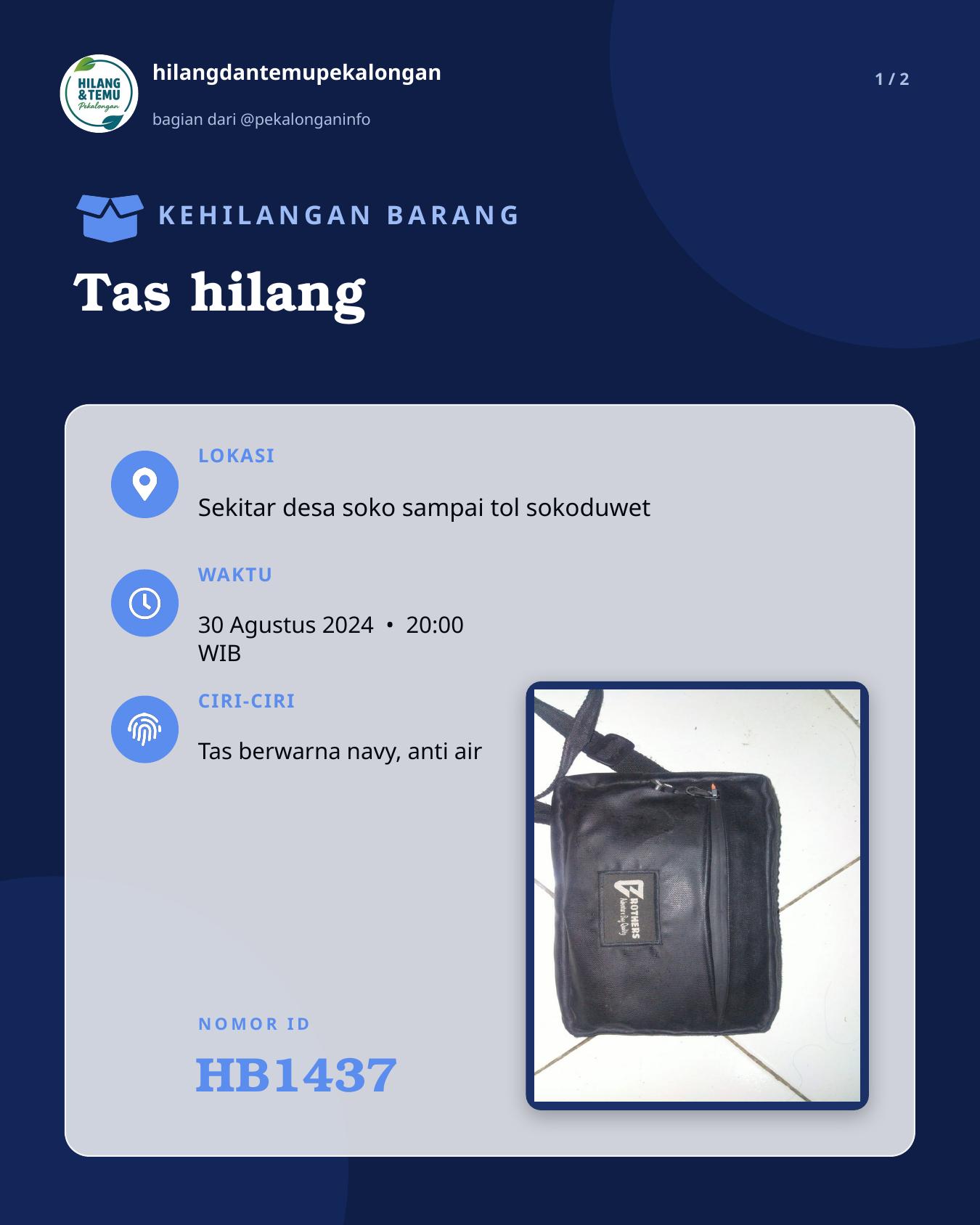 Slide 1 laporan Tas hilang