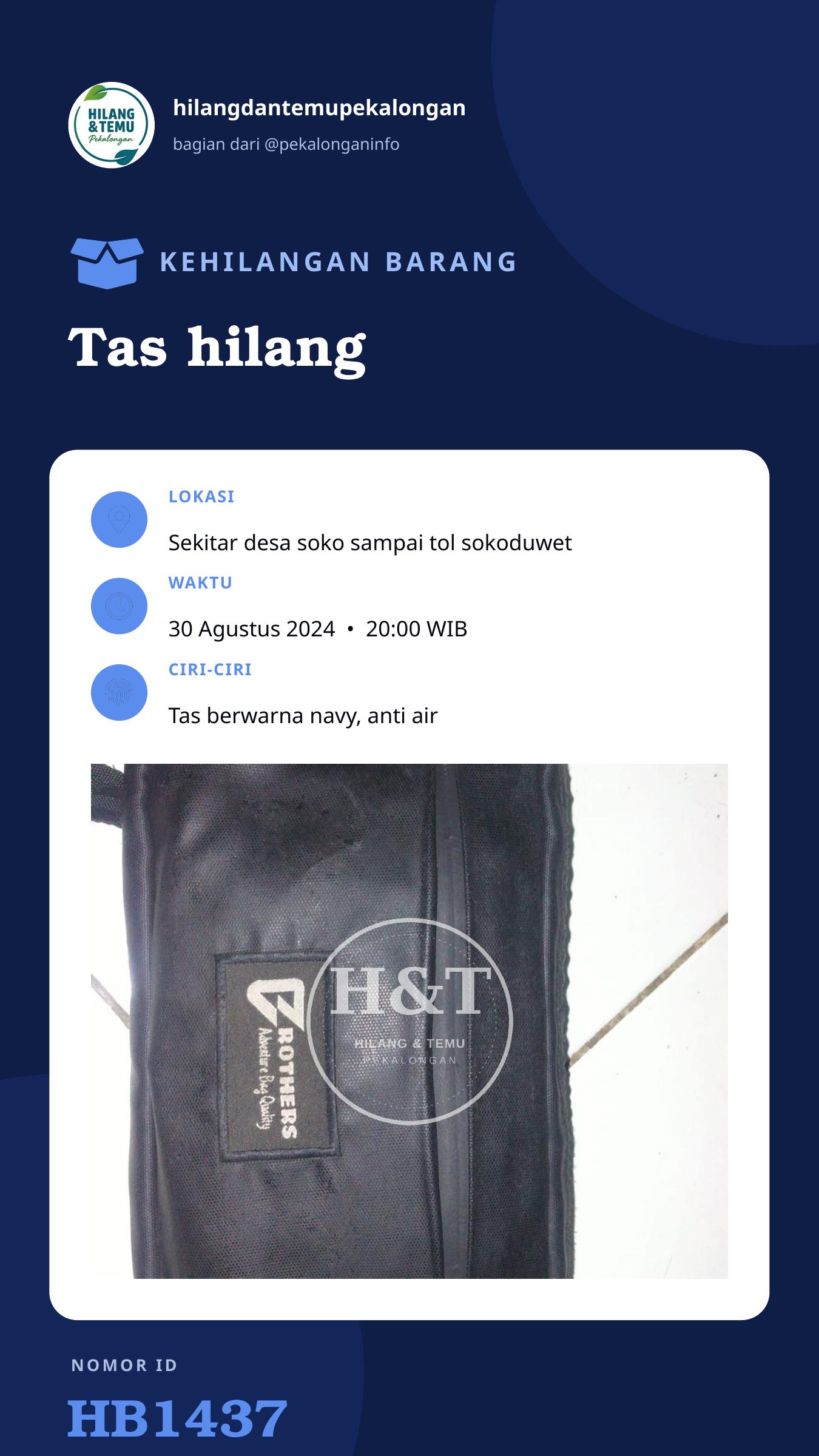 Story 9:16 laporan Tas hilang