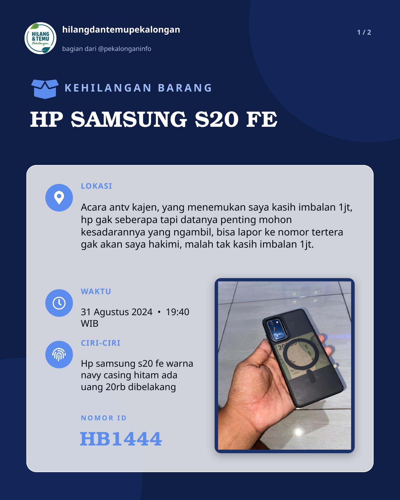 Slide 1 laporan HP SAMSUNG S20 FE