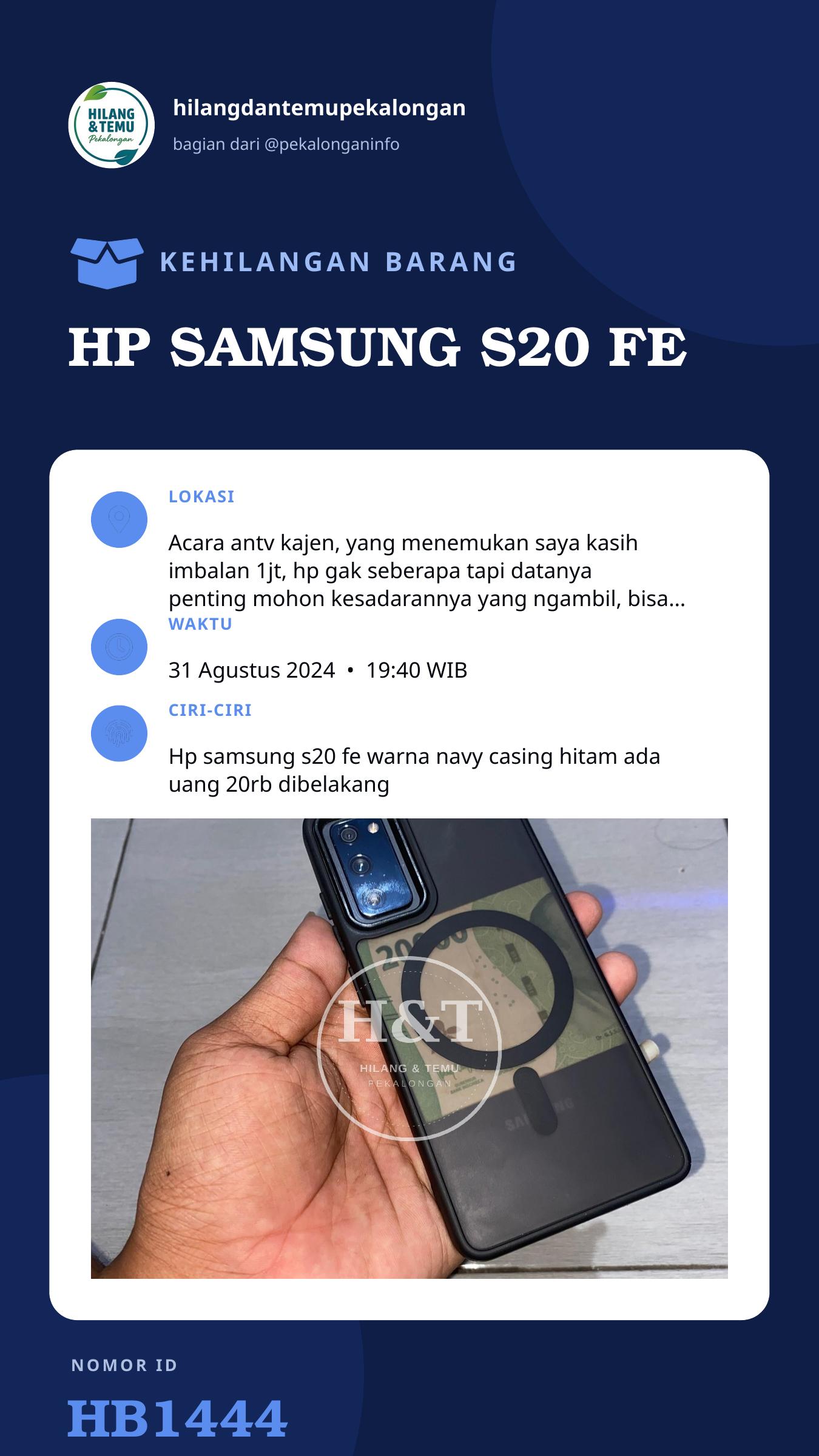 Story 9:16 laporan HP SAMSUNG S20 FE