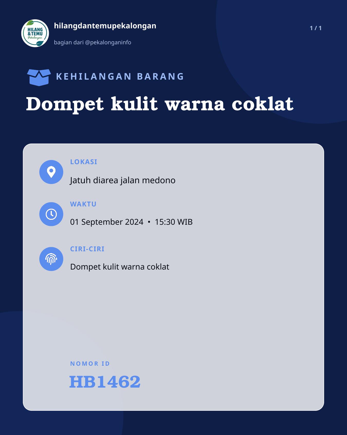 Slide laporan Dompet kulit warna coklat (HB1462)