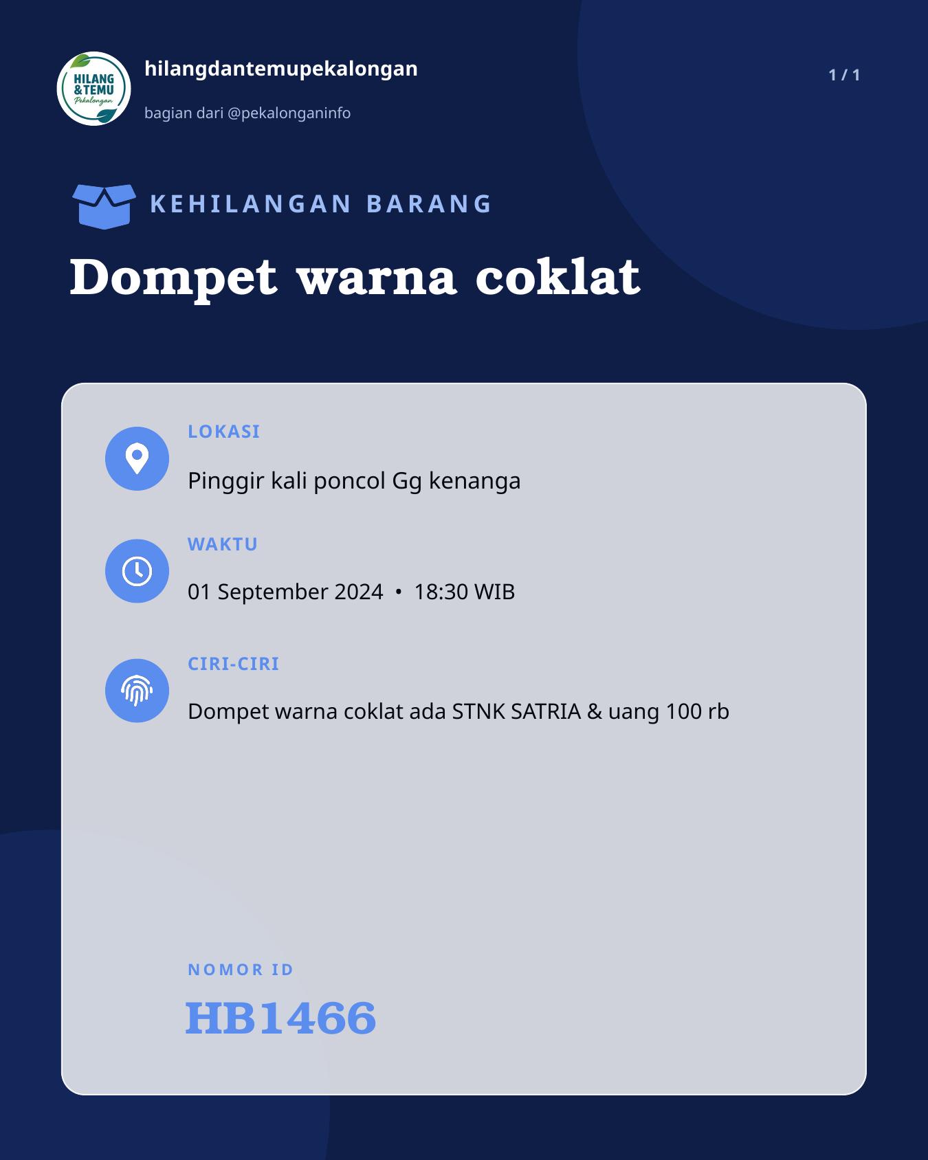 Slide laporan Dompet warna coklat (HB1466)