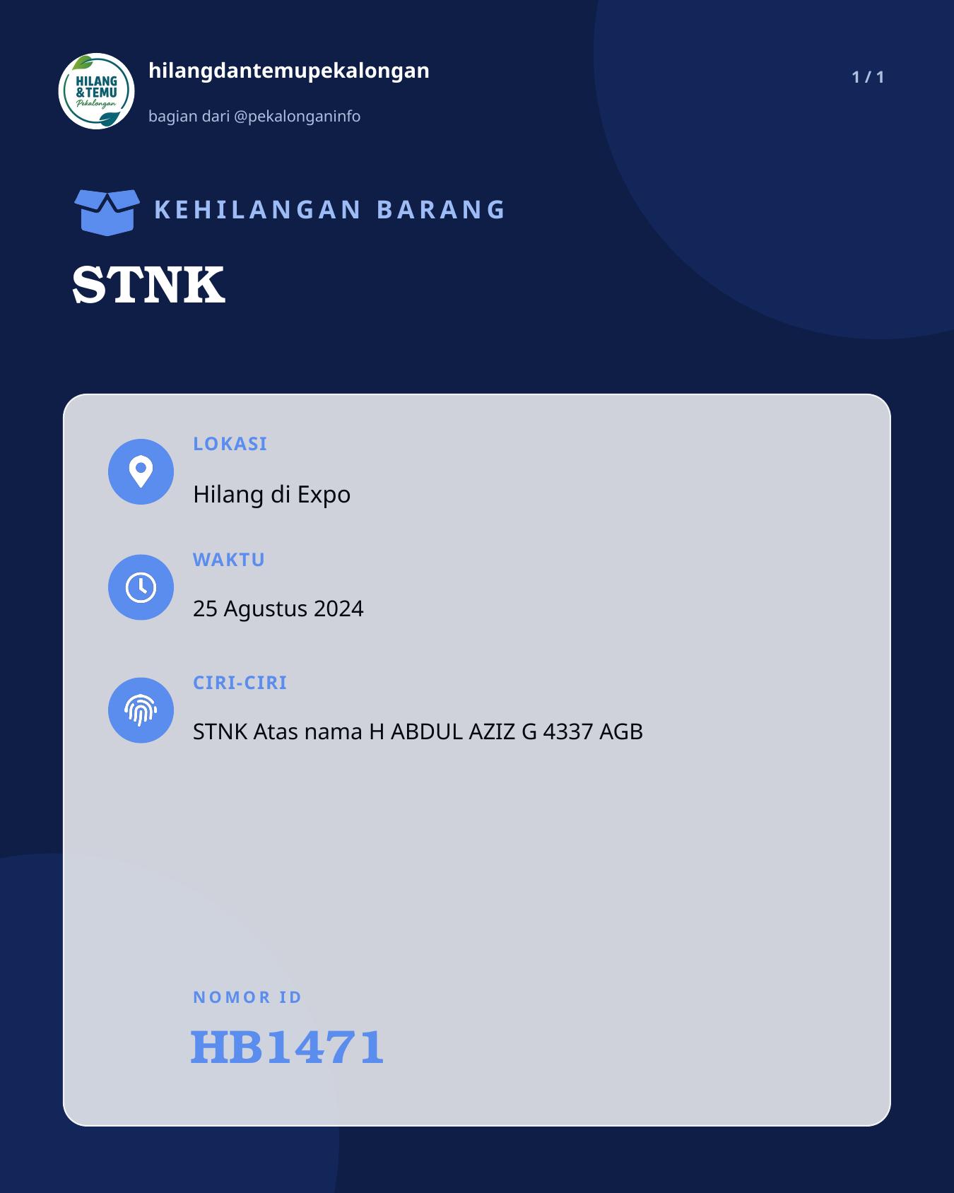 Slide laporan STNK (HB1471)