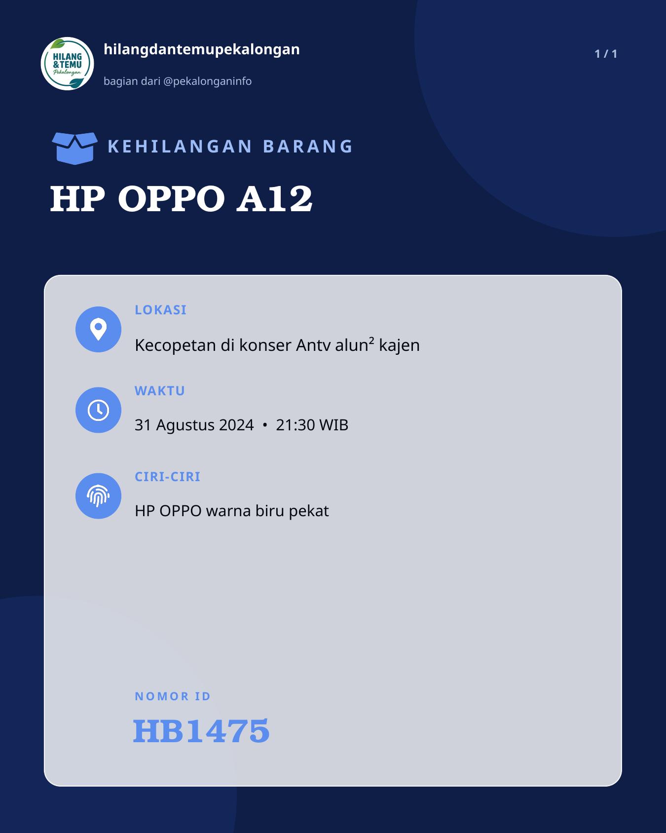 Slide laporan HP OPPO A12 (HB1475)