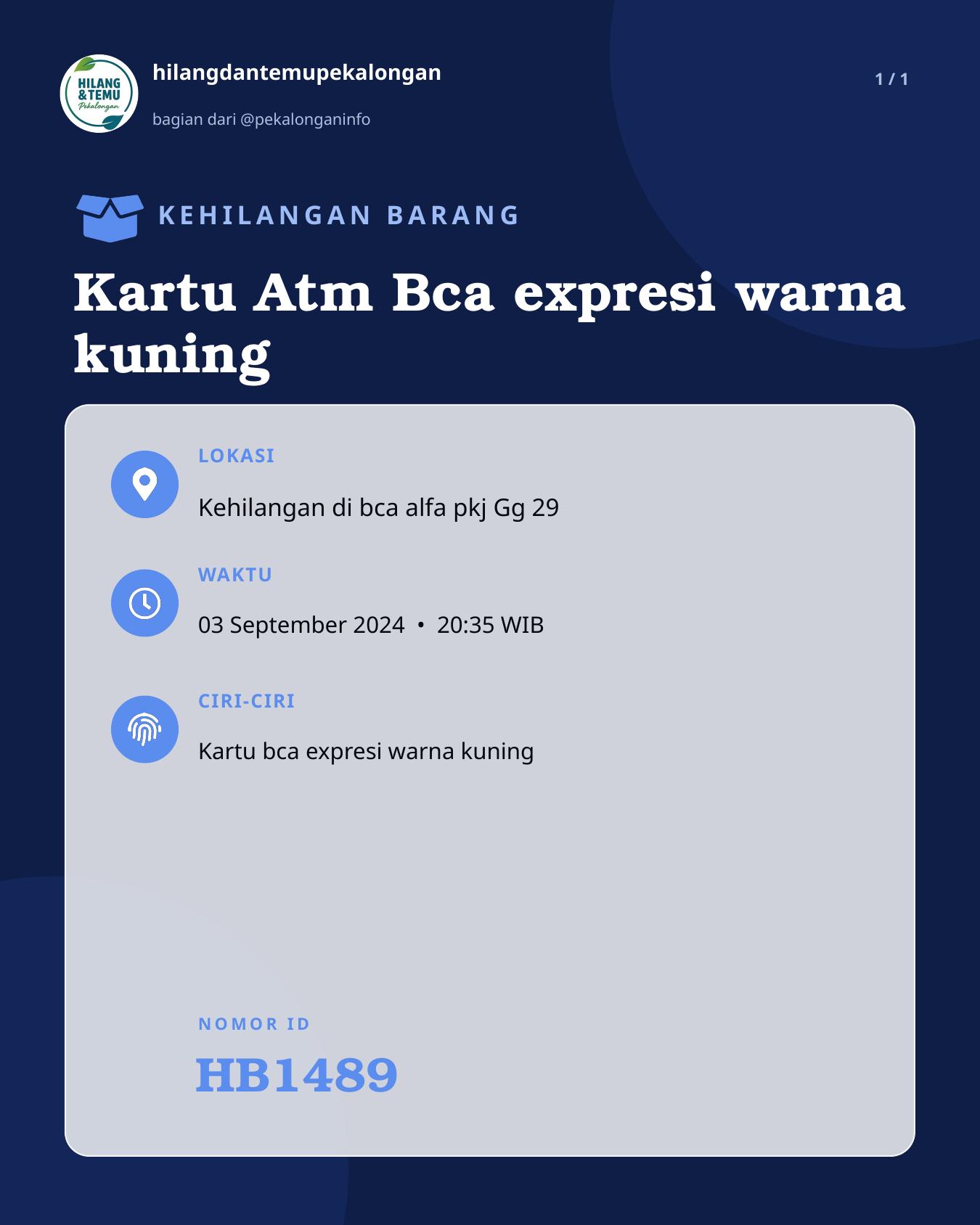 Slide laporan Kartu Atm Bca expresi warna kuning (HB1489)