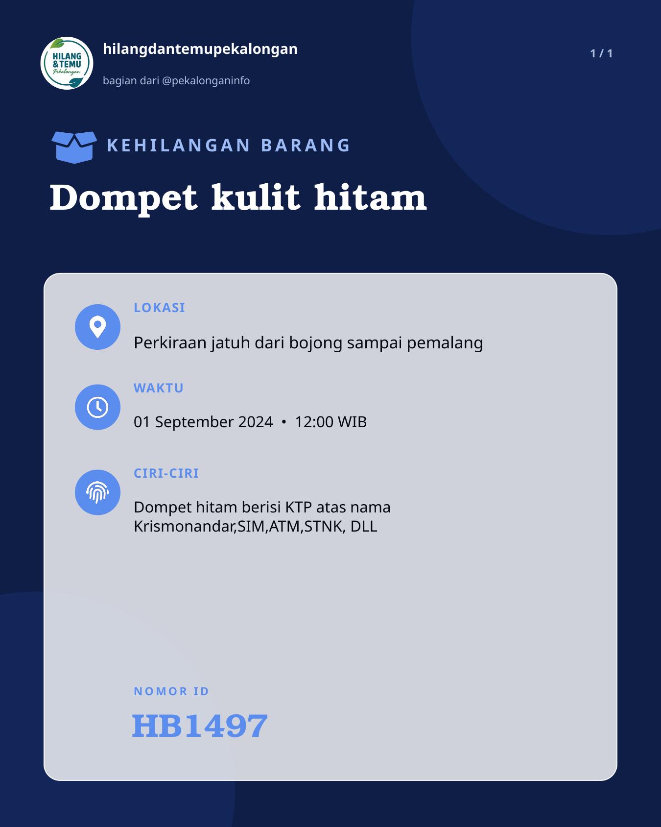 Slide laporan Dompet kulit hitam (HB1497)