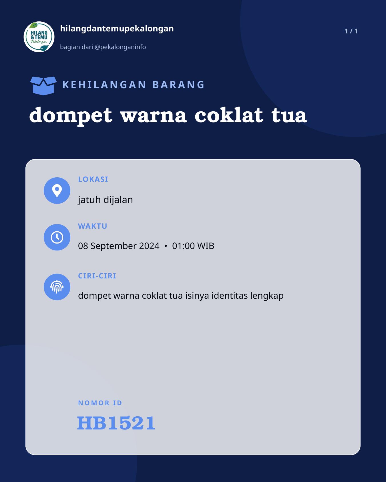 Slide laporan dompet warna coklat tua (HB1521)