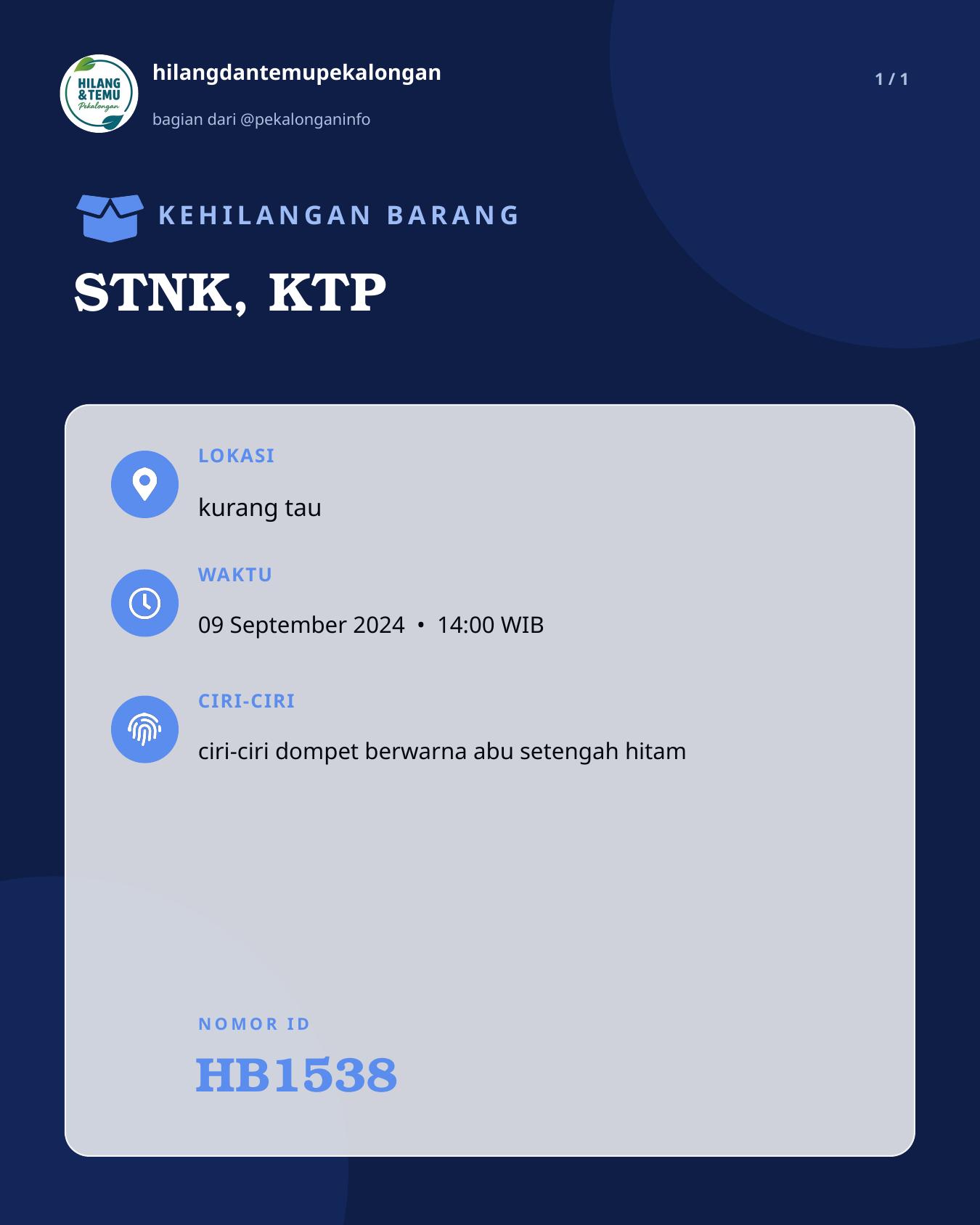 Slide laporan STNK, KTP (HB1538)