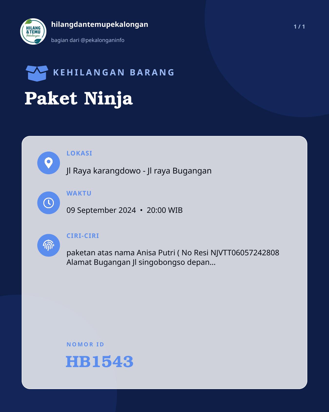 Slide laporan Paket Ninja (HB1543)