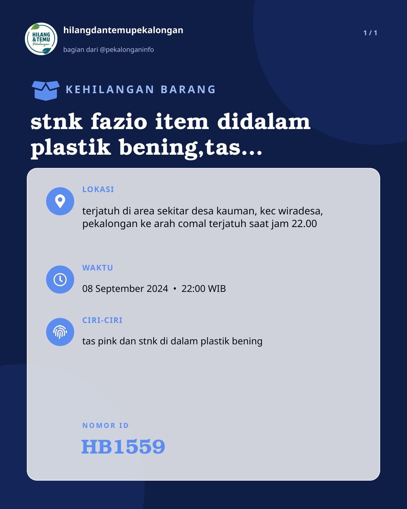 Slide laporan stnk fazio item didalam plastik bening,tas pink didalamnya ada skincare & make up,cesan, parfum (HB1559)