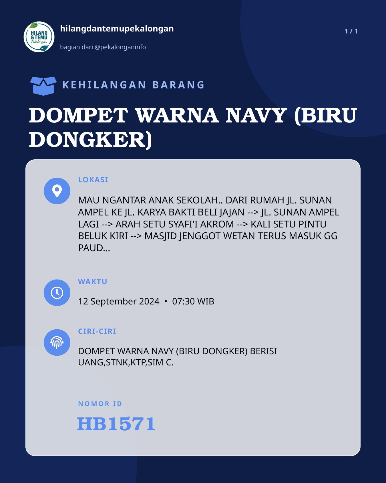 Slide laporan DOMPET WARNA NAVY (BIRU DONGKER) (HB1571)