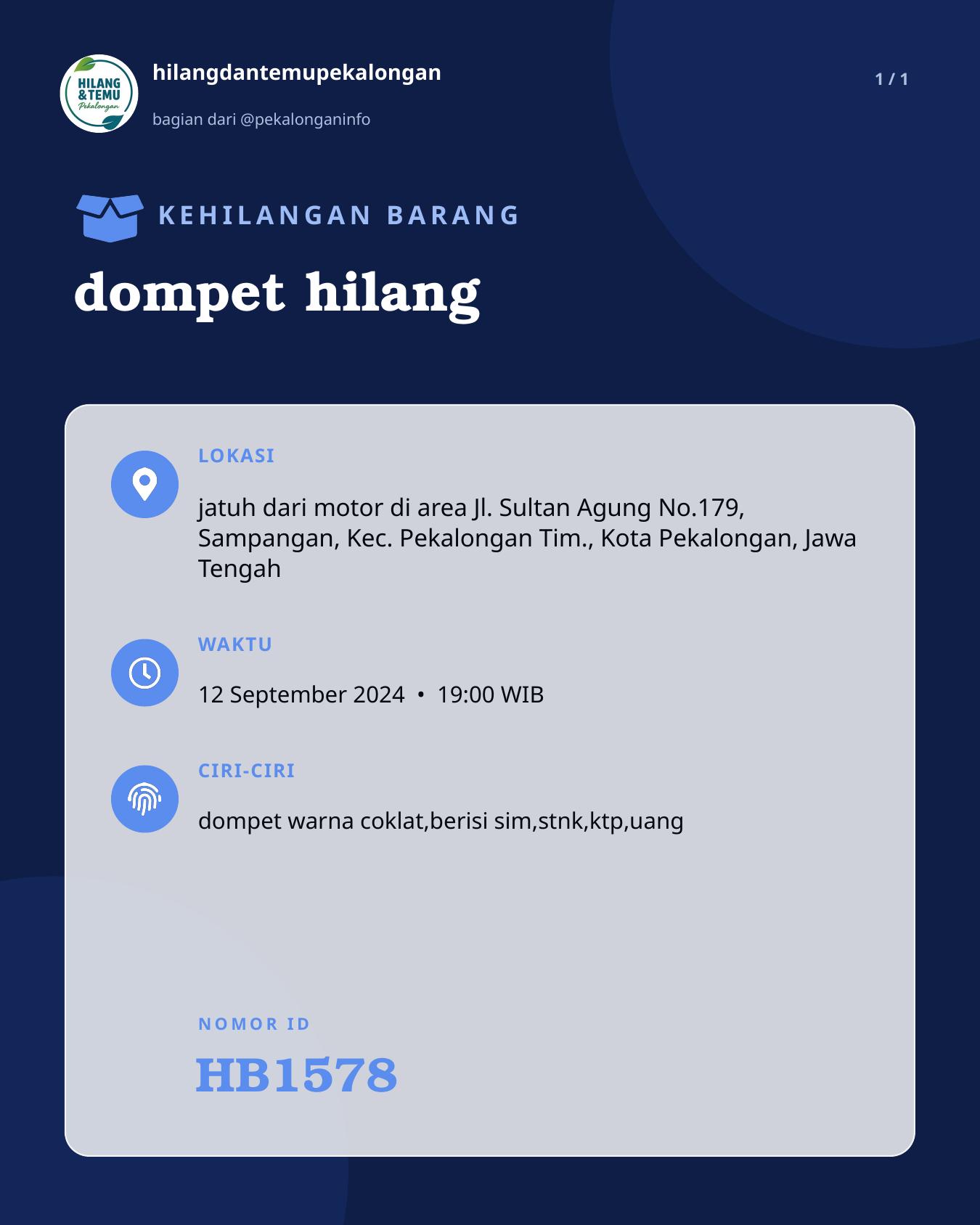 Slide laporan dompet hilang (HB1578)