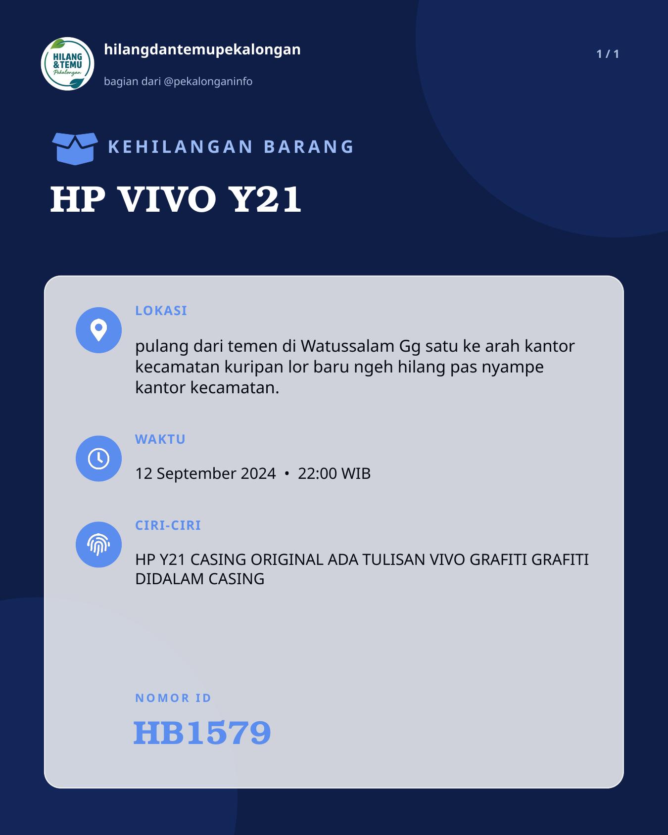 Slide laporan HP VIVO Y21 (HB1579)