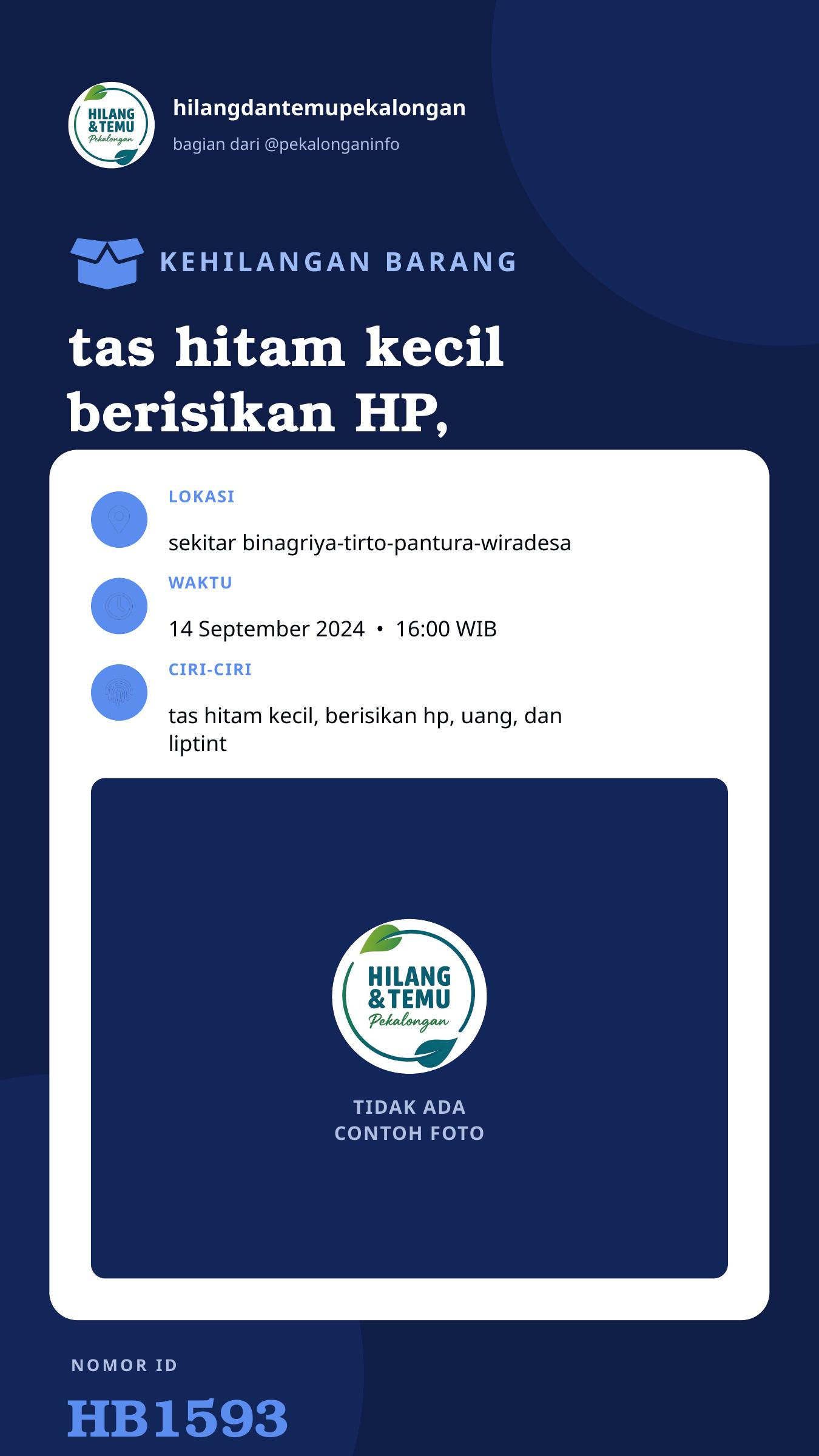 Story 9:16 laporan tas hitam kecil berisikan HP, uang, dan liptint
