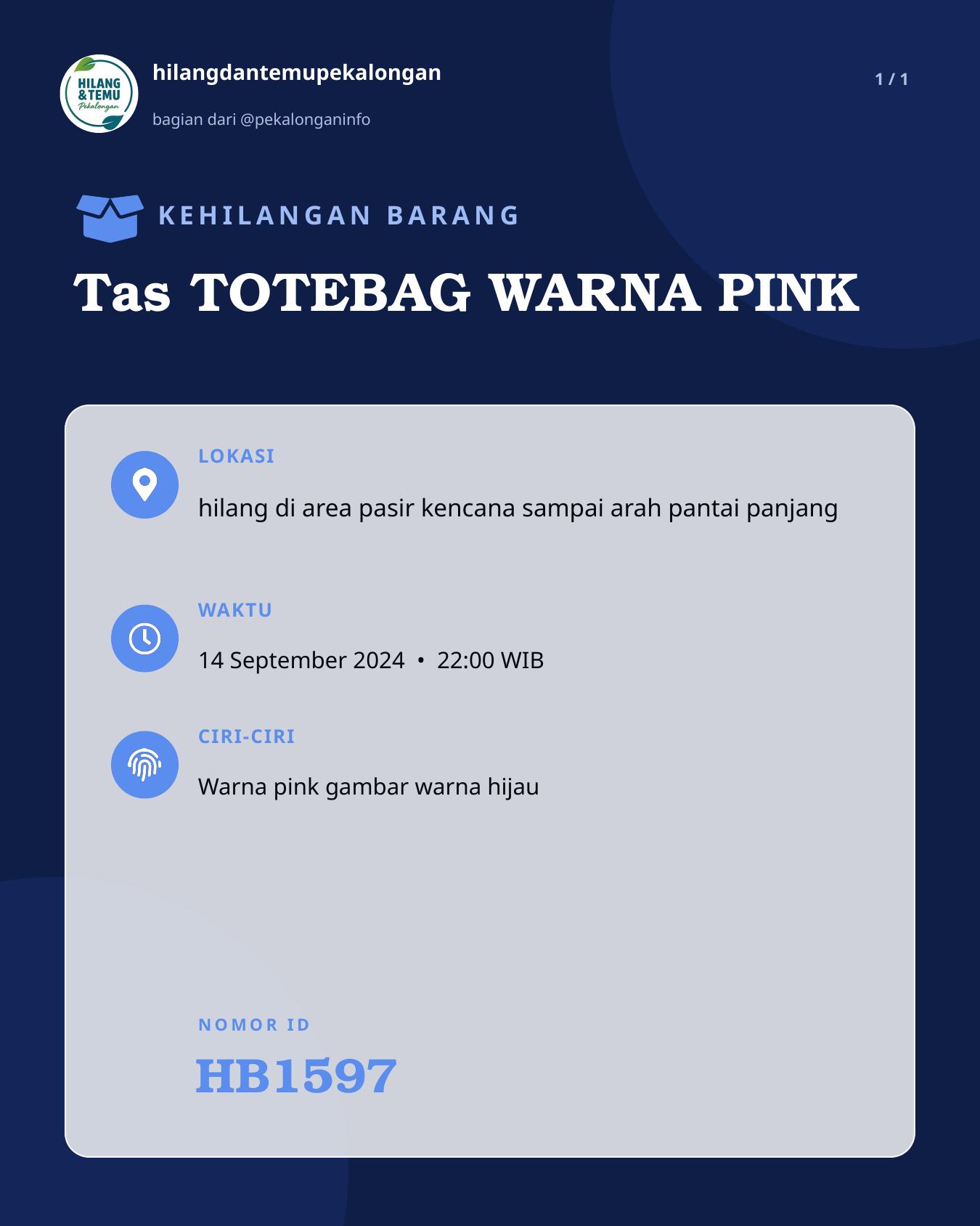 Slide laporan Tas TOTEBAG WARNA PINK (HB1597)