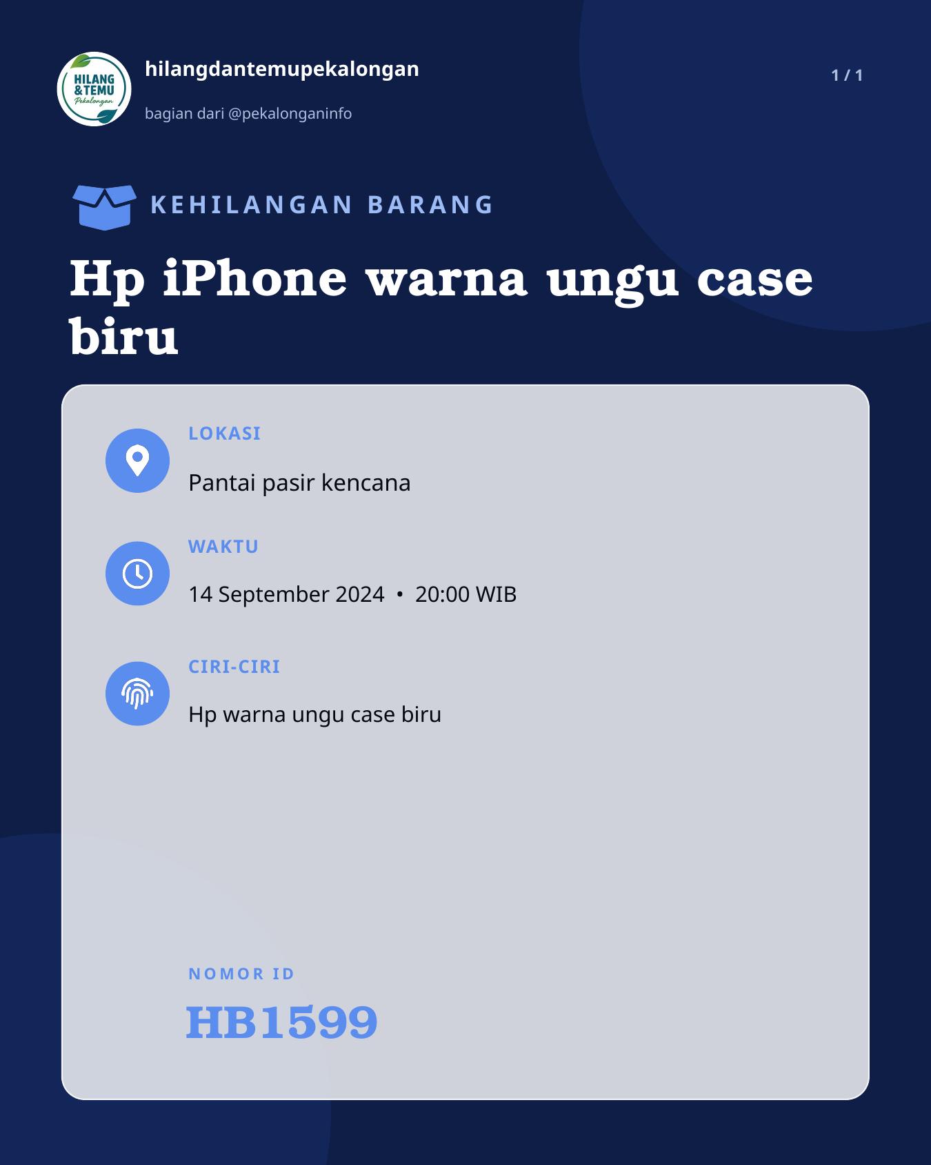 Slide laporan Hp iPhone warna ungu case biru (HB1599)