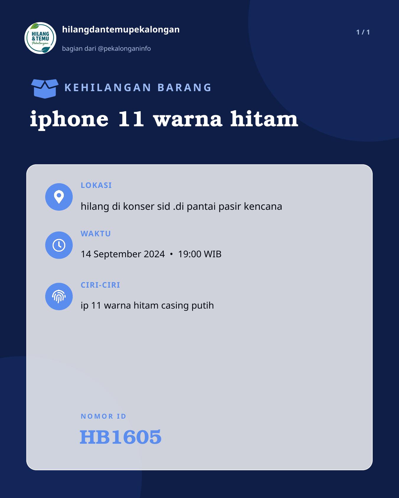 Slide laporan iphone 11 warna hitam (HB1605)