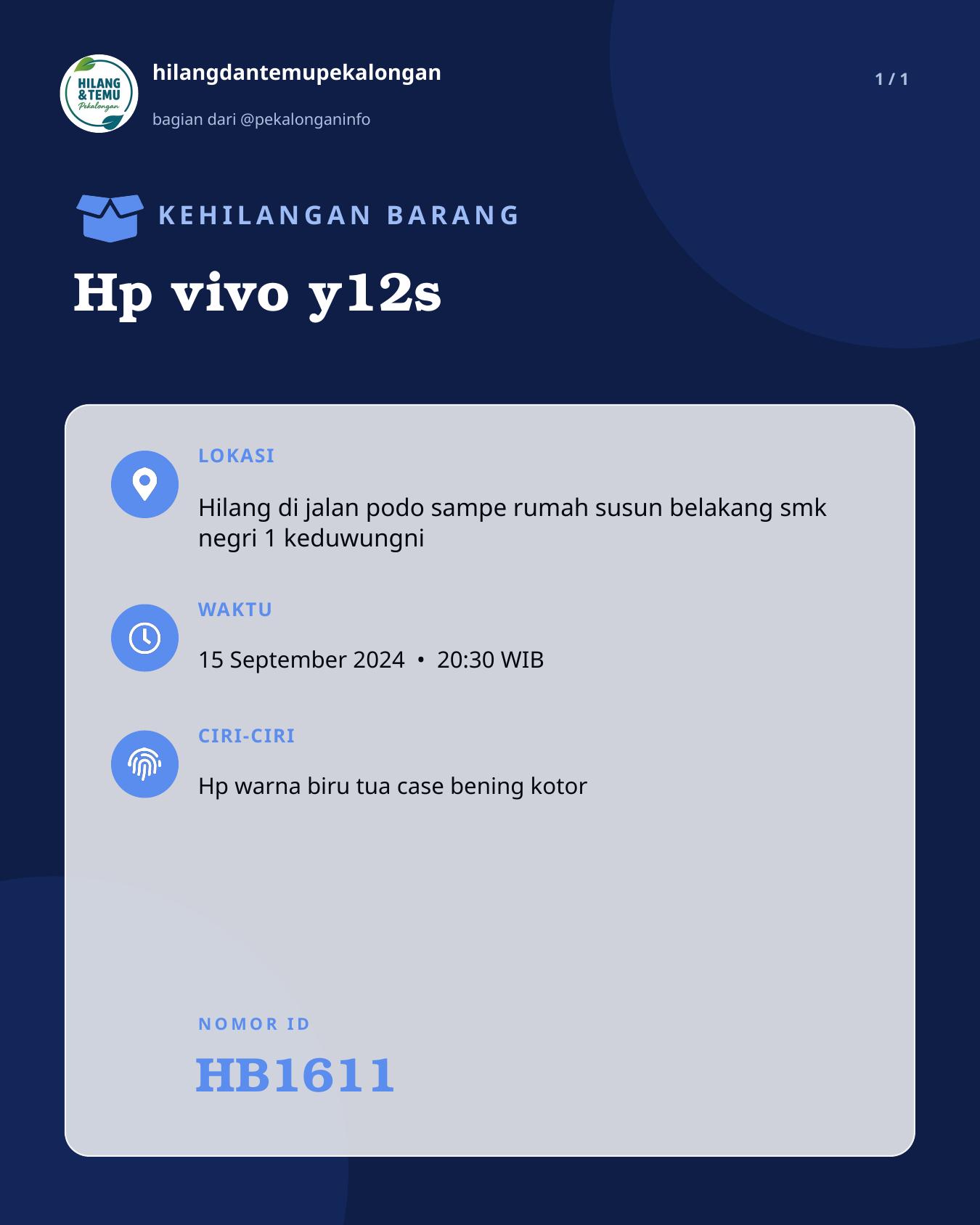 Slide laporan Hp vivo y12s (HB1611)