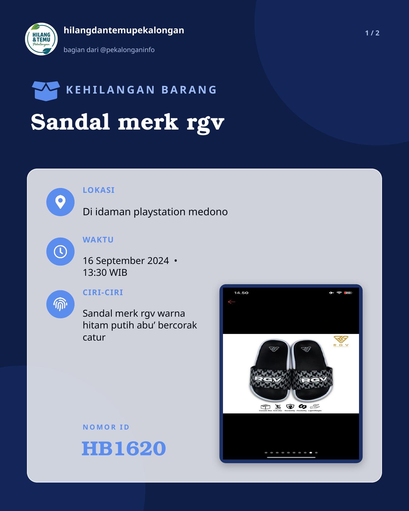 Slide 1 laporan Sandal merk rgv