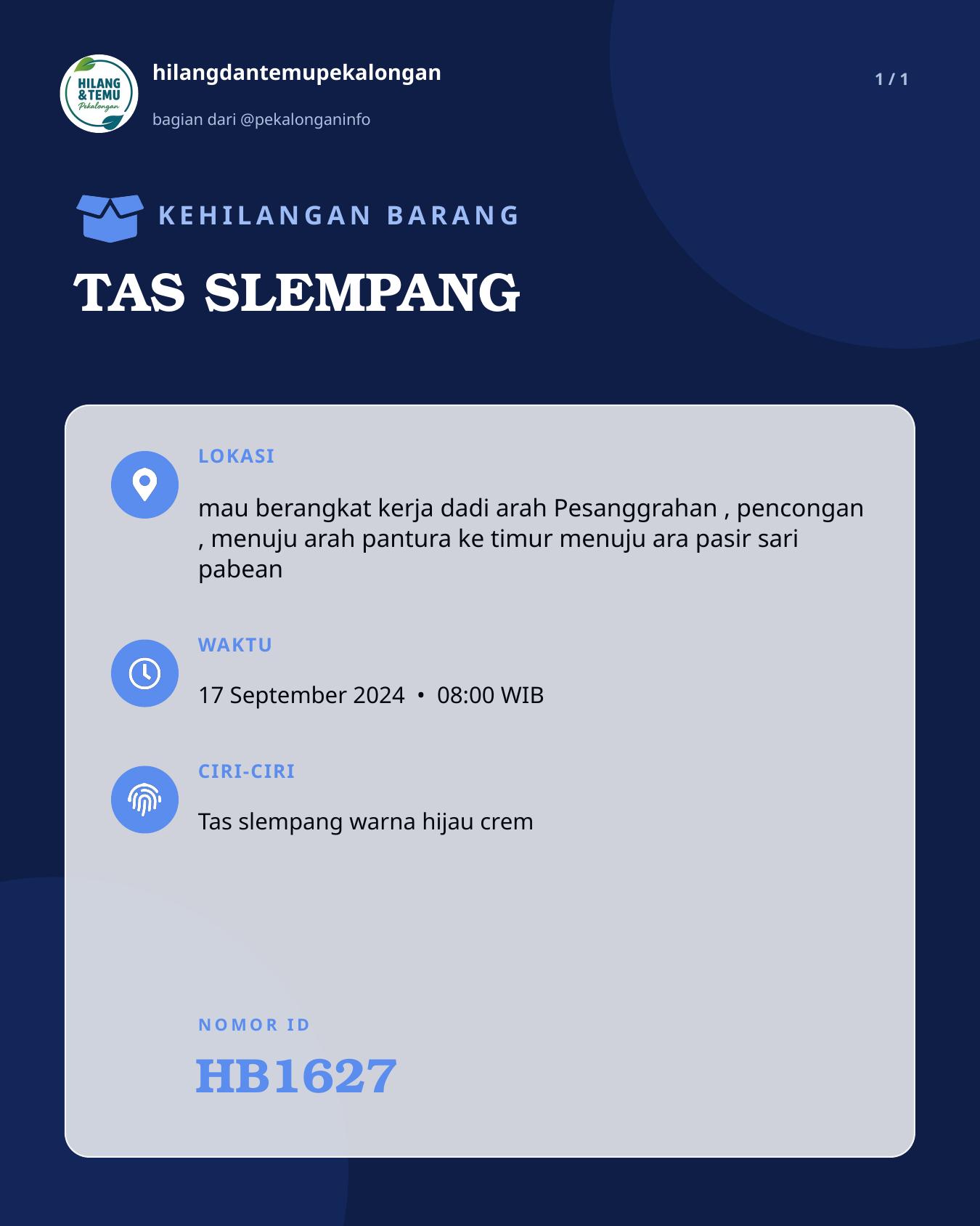 Slide laporan TAS SLEMPANG (HB1627)
