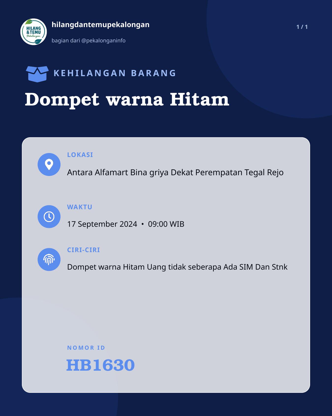 Slide laporan Dompet warna Hitam (HB1630)