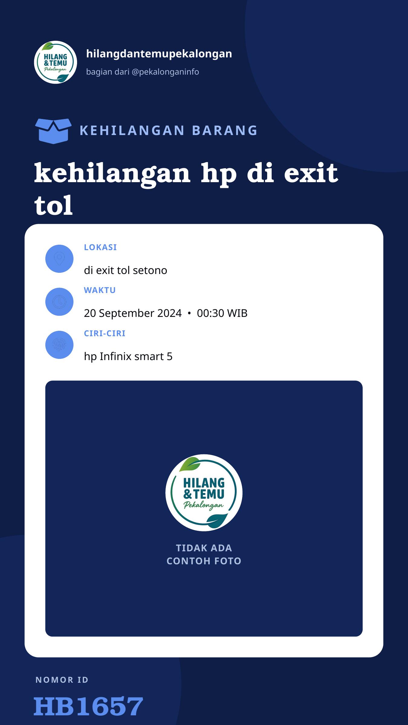Story 9:16 laporan kehilangan hp di exit tol setono