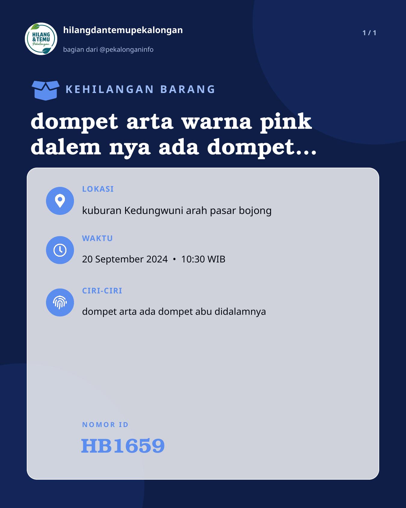 Slide laporan dompet arta warna pink dalem nya ada dompet nya lagi sma cas an hp (HB1659)